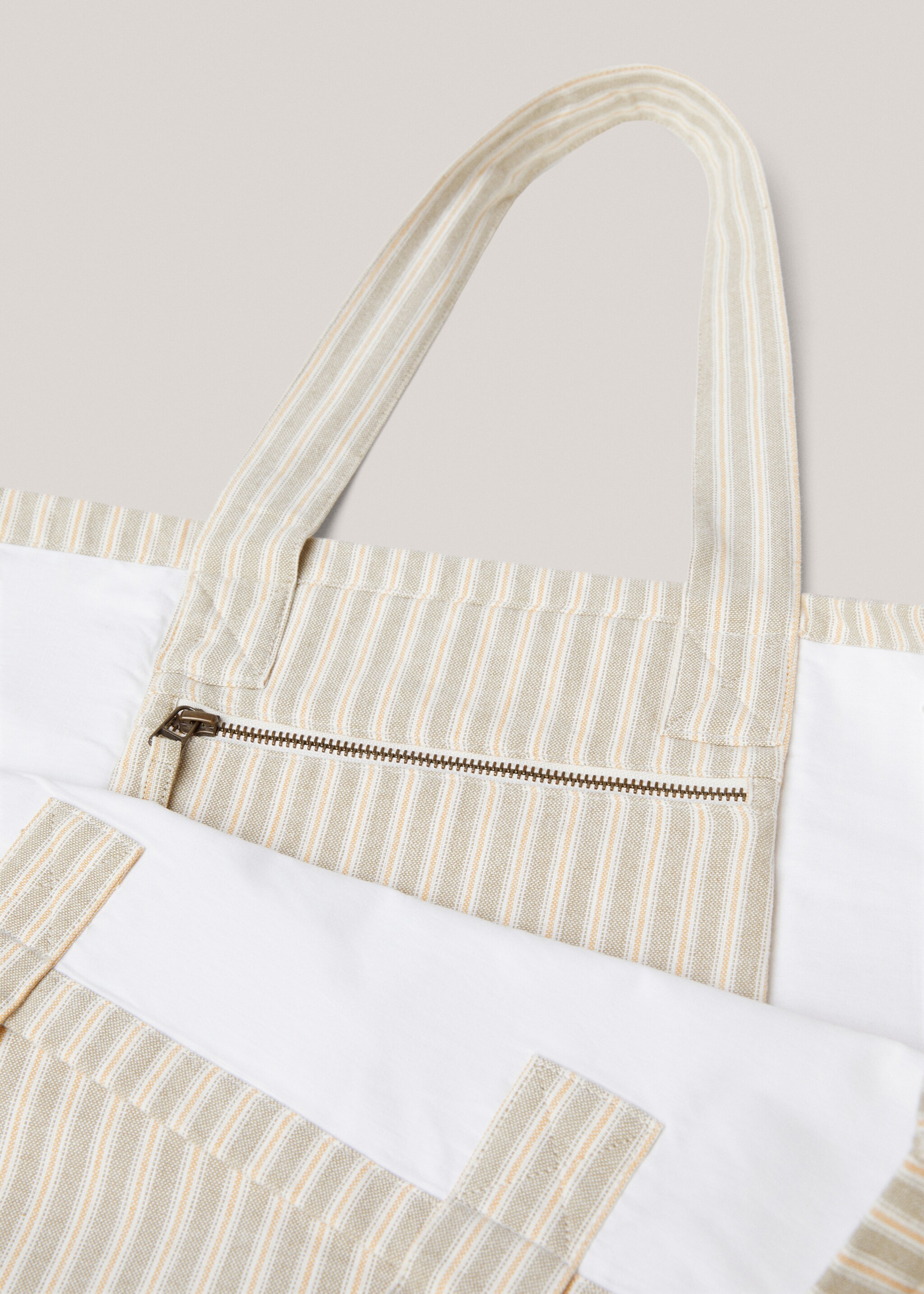 Tote bag cotone a righe - Dettaglio dell'articolo 2, Verde. Ref: 67046049-00.