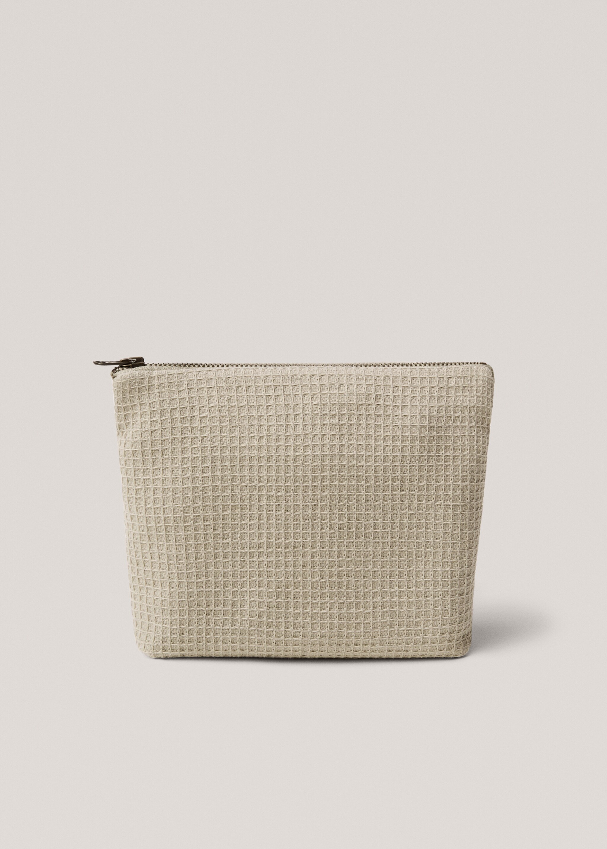 Cotton waffle make-up bag - Article without model, Green. Ref: 67046051-00.