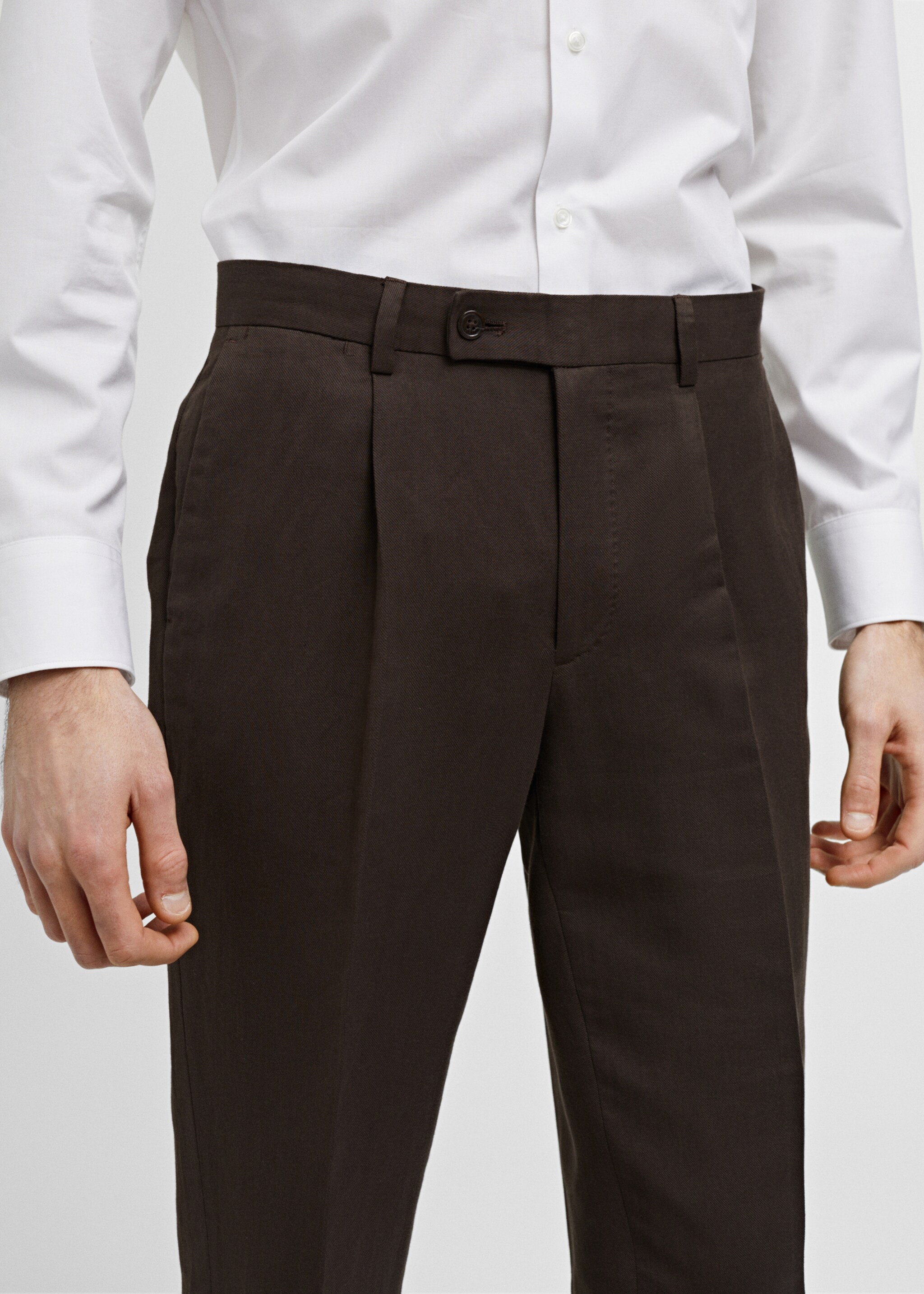 Spodnie garniturowe slim fit z mieszanki bawełny i lnu - Szczegóły artykułu 1