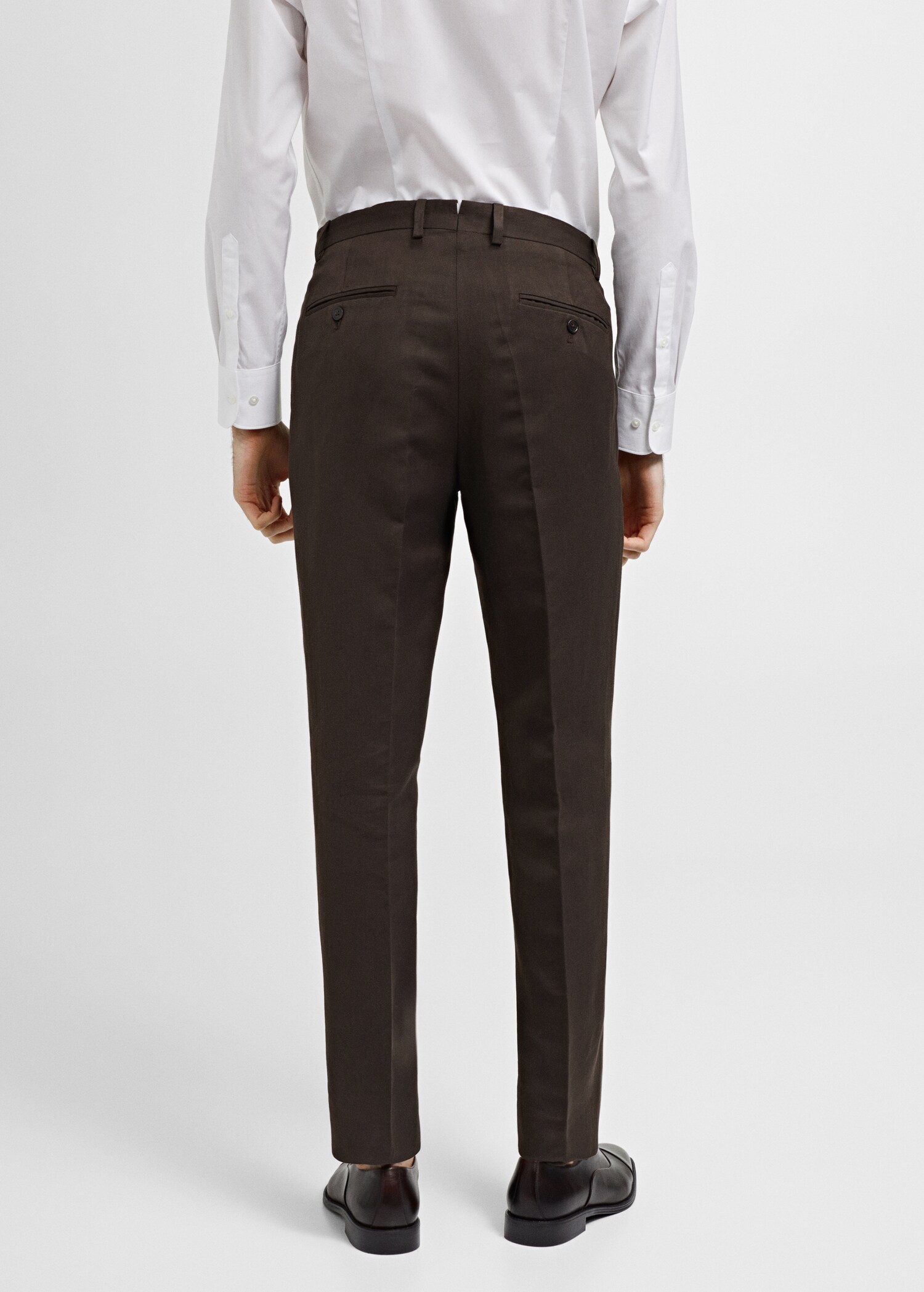 Slim-fit cotton and linen suit trousers - Reverse of the article