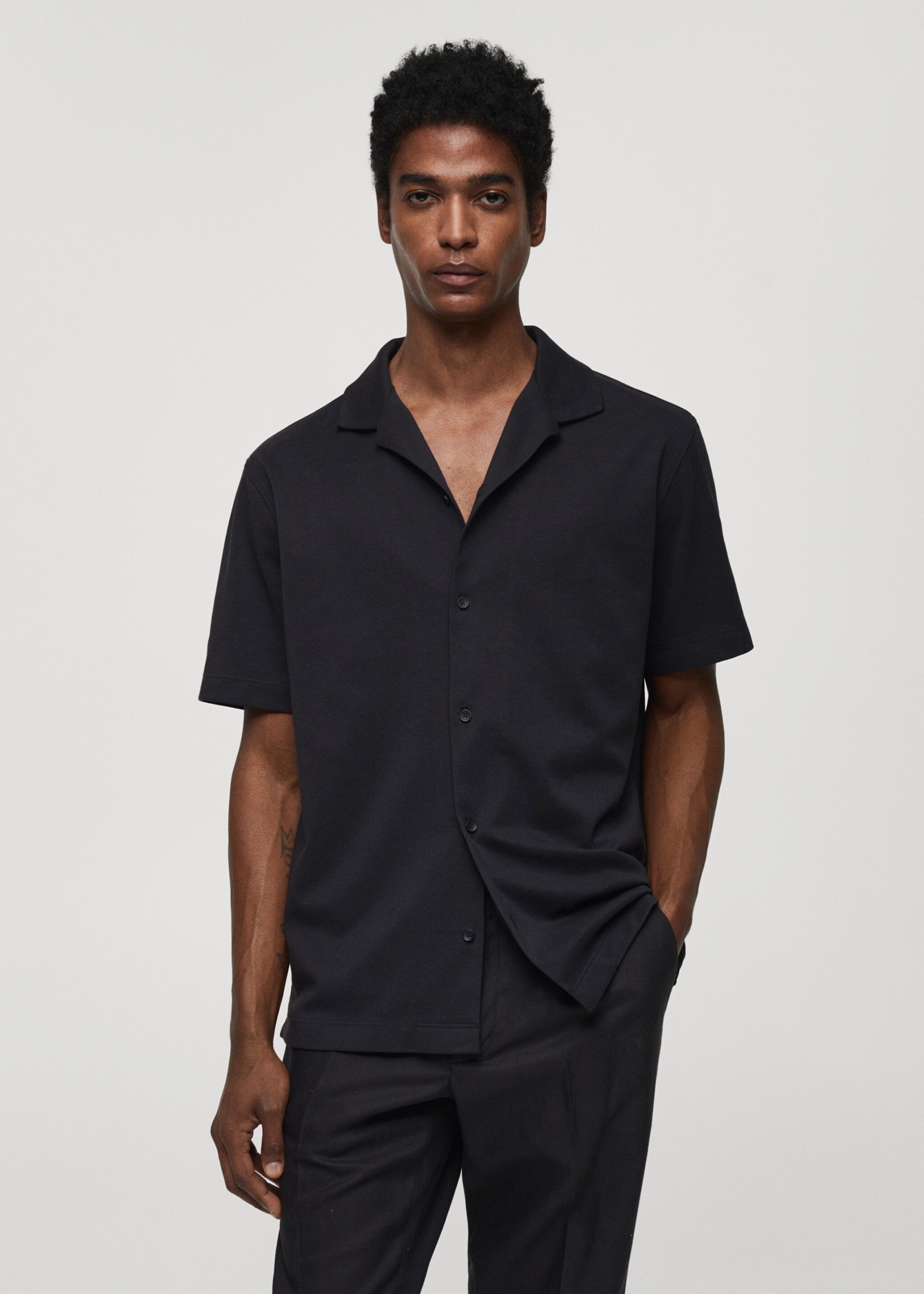 Chemise coton manches courtes - Plan moyen
