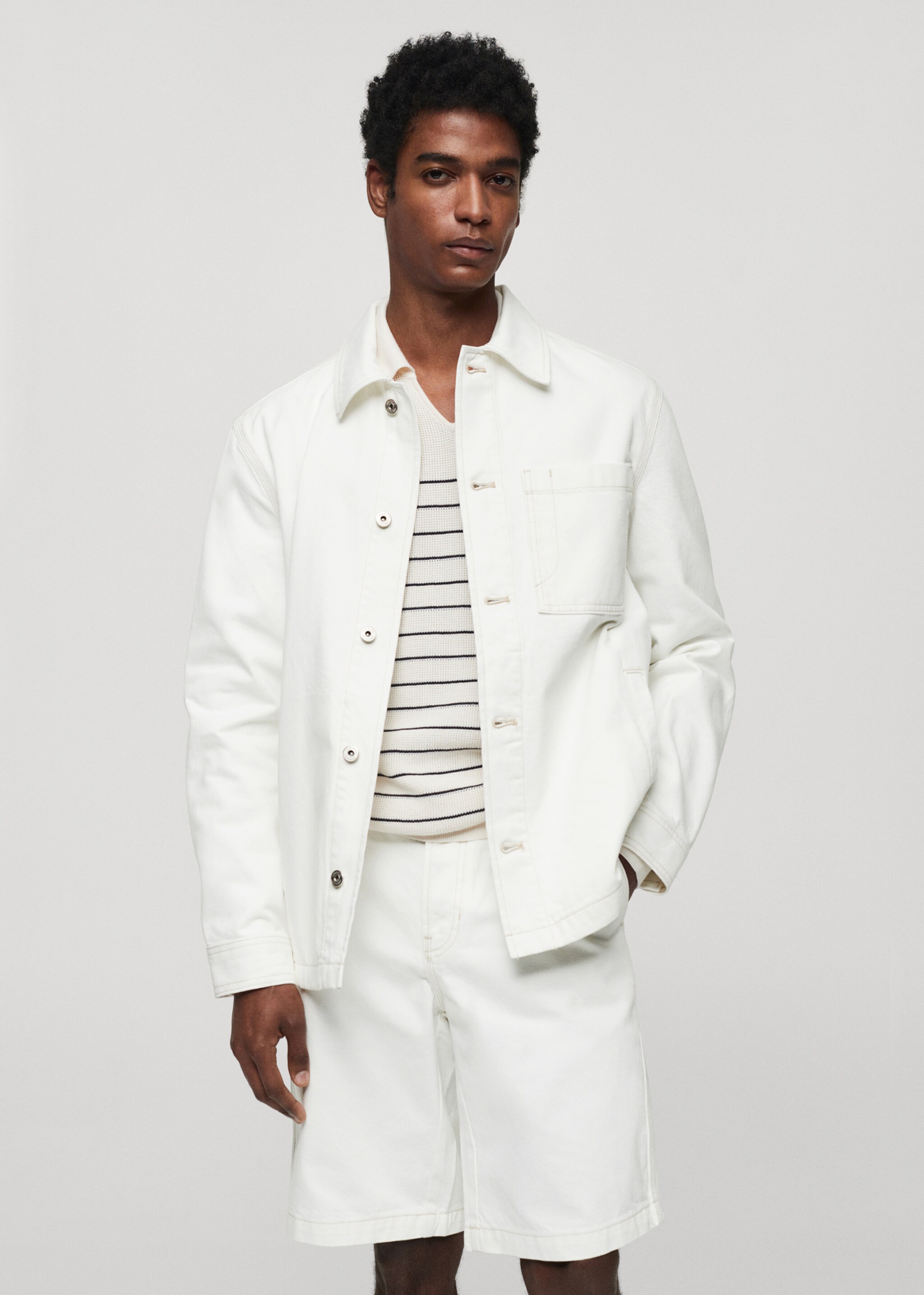 Sobrecamisa de 100% algodão com bolso - Plano médio