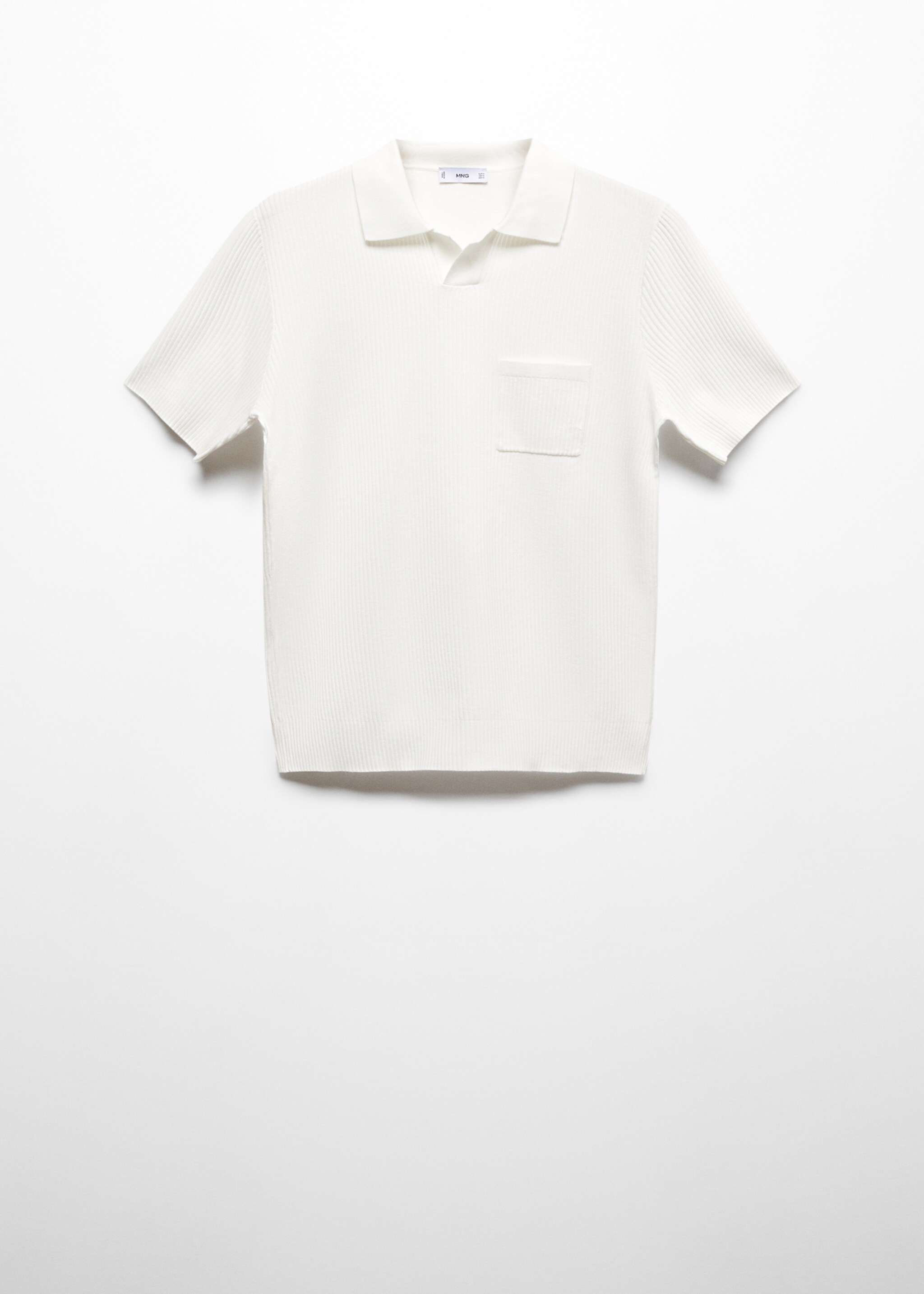 Short-sleeved ribbed polo shirt - Article without model, White. Ref: 67046727-00.