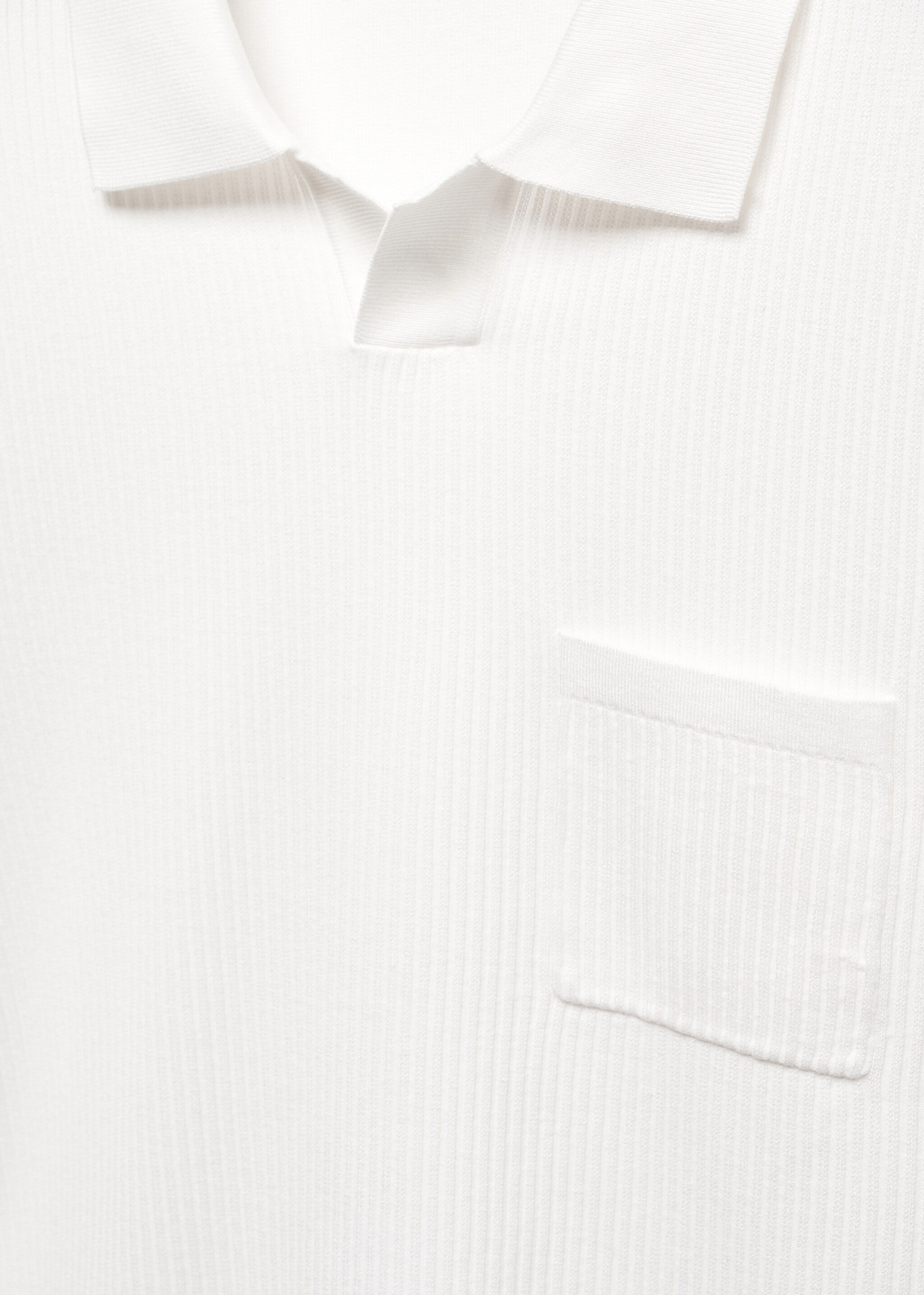 Short-sleeved ribbed polo shirt - Details of the article 8, White. Ref: 67046727-00.