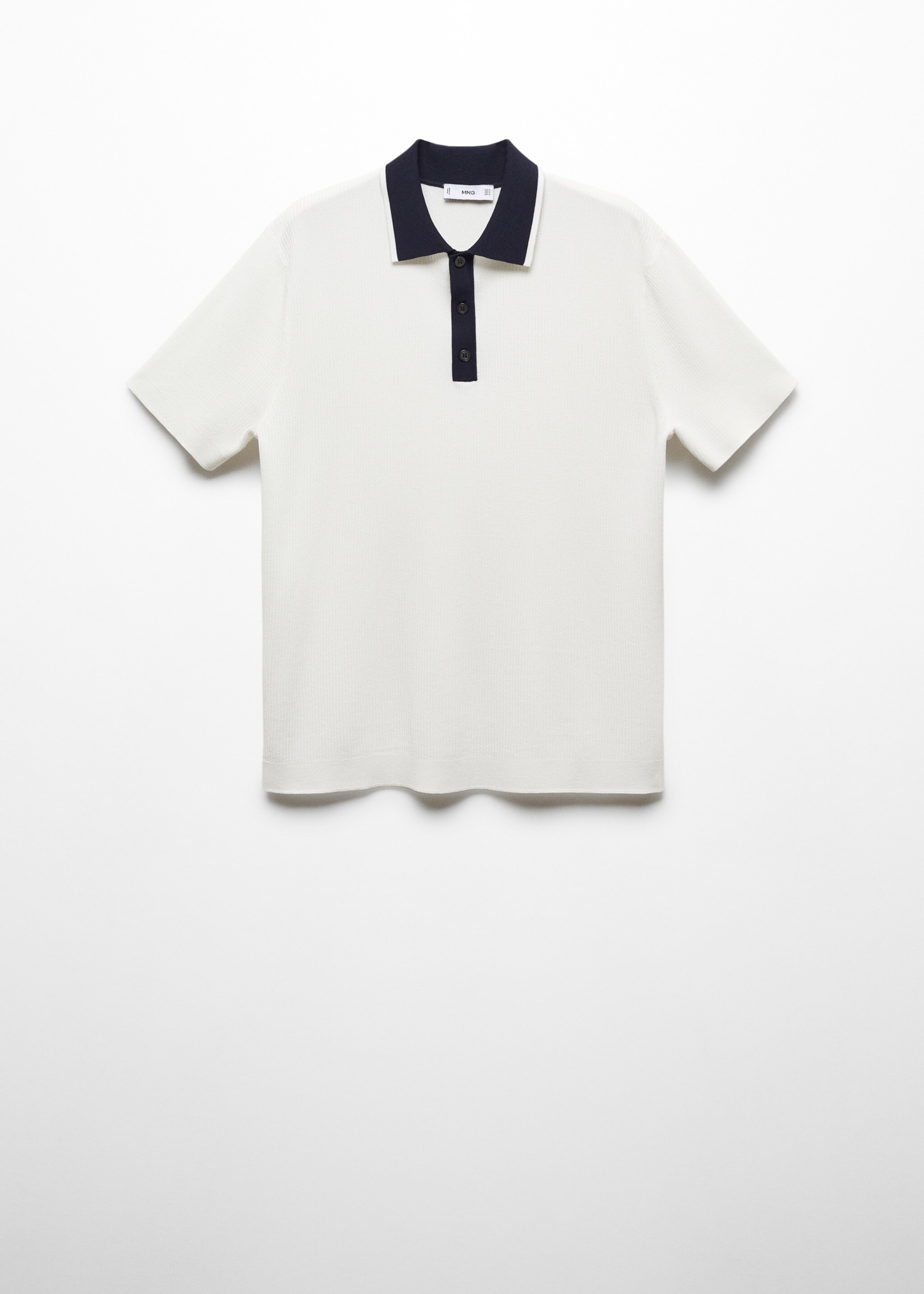 Polo maille col contrastant - Article sans modèle, Blanc. Ref: 67046729-00.
