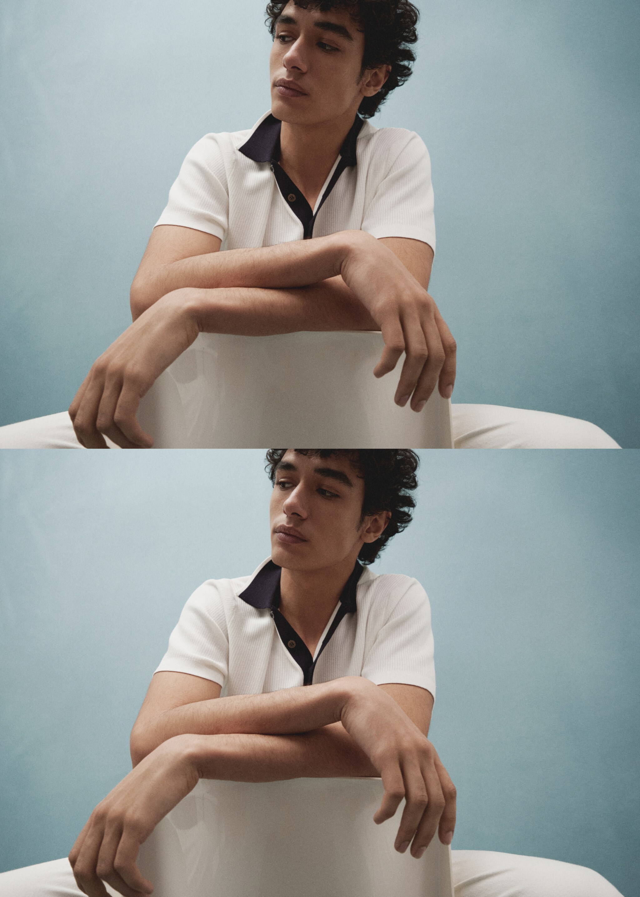 Polo maille col contrastant - Détail de l'article 5, Blanc. Ref: 67046729-00.