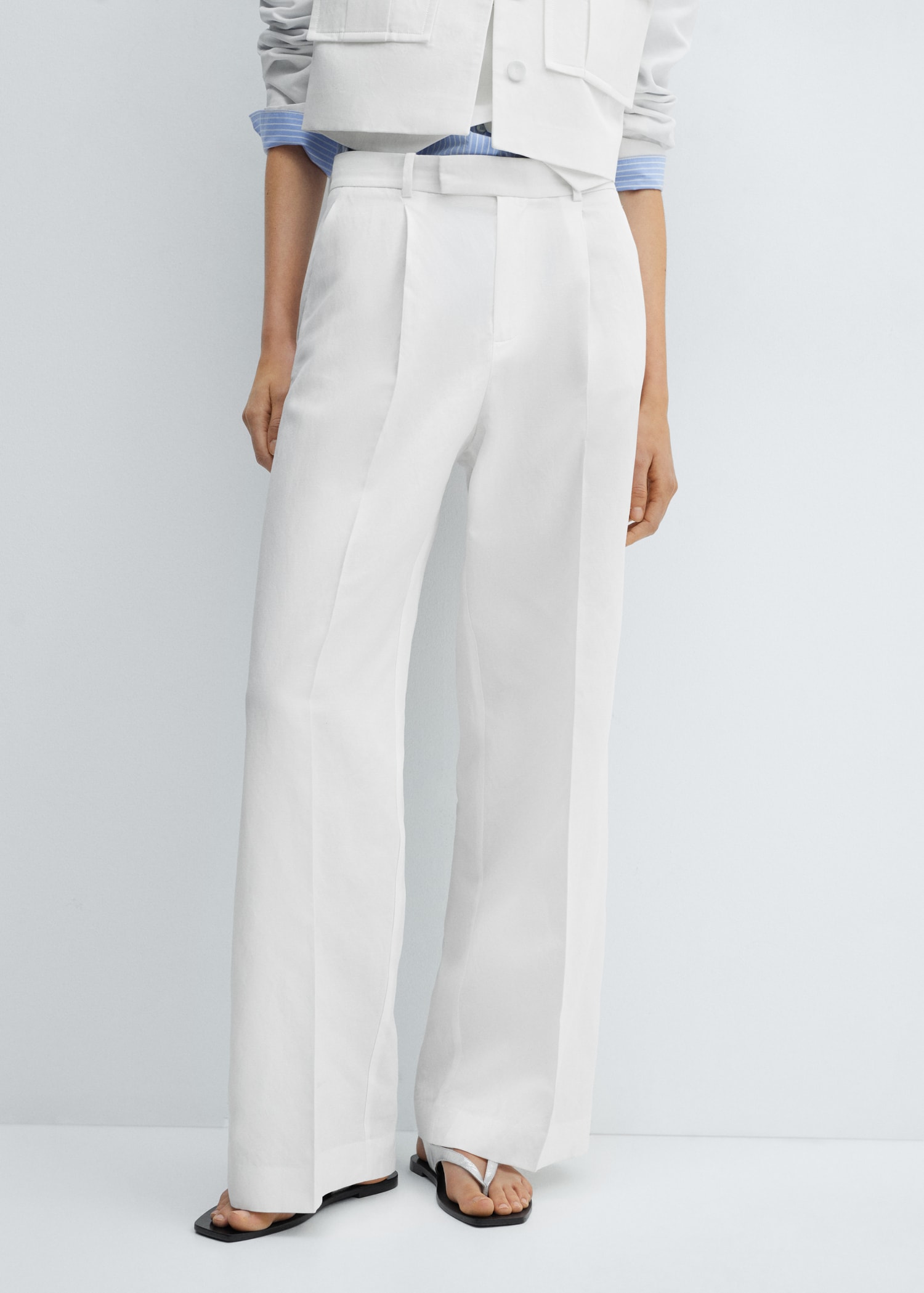 Pantalon Algodon Mango Pantalon Blanco Mujer Pantalón Traje Pinzas