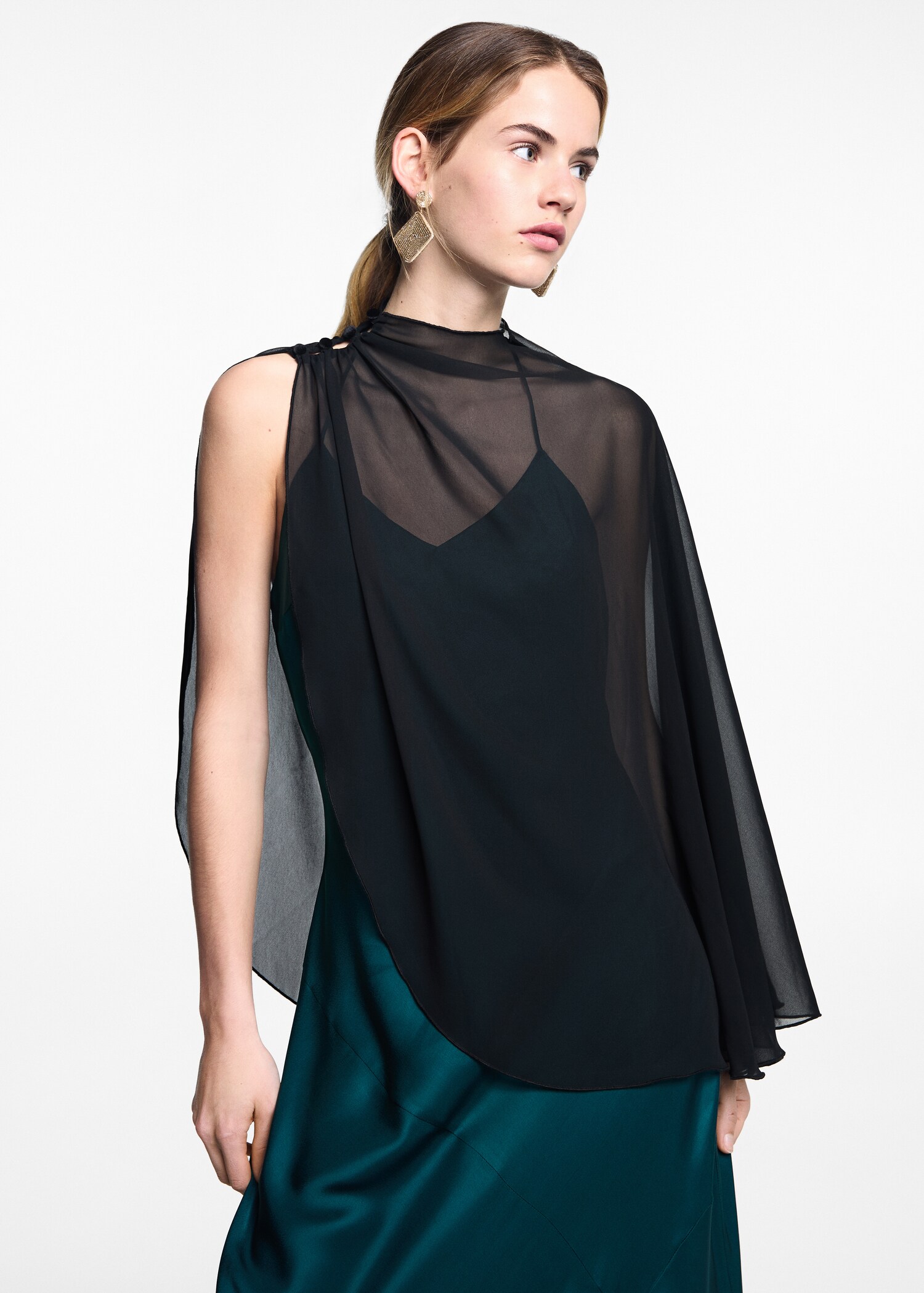Fließende Bluse mit Cape-Effekt - Mittlere Ansicht