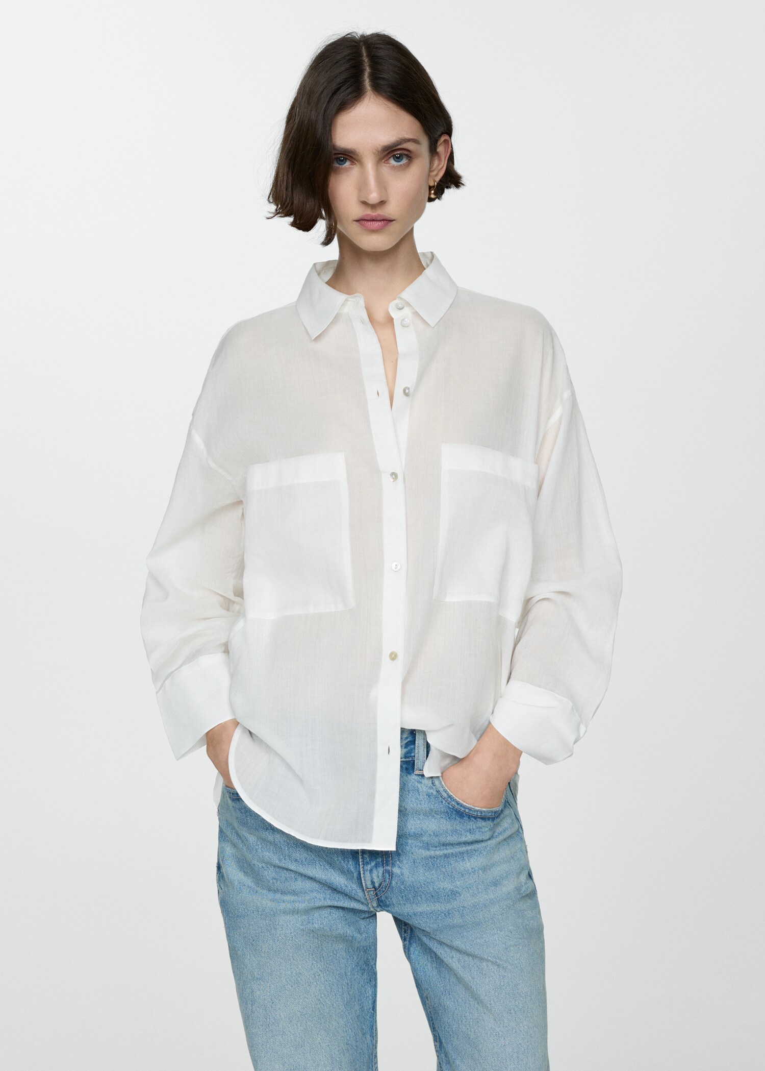 Camisa ramio bolsillos - Plano medio