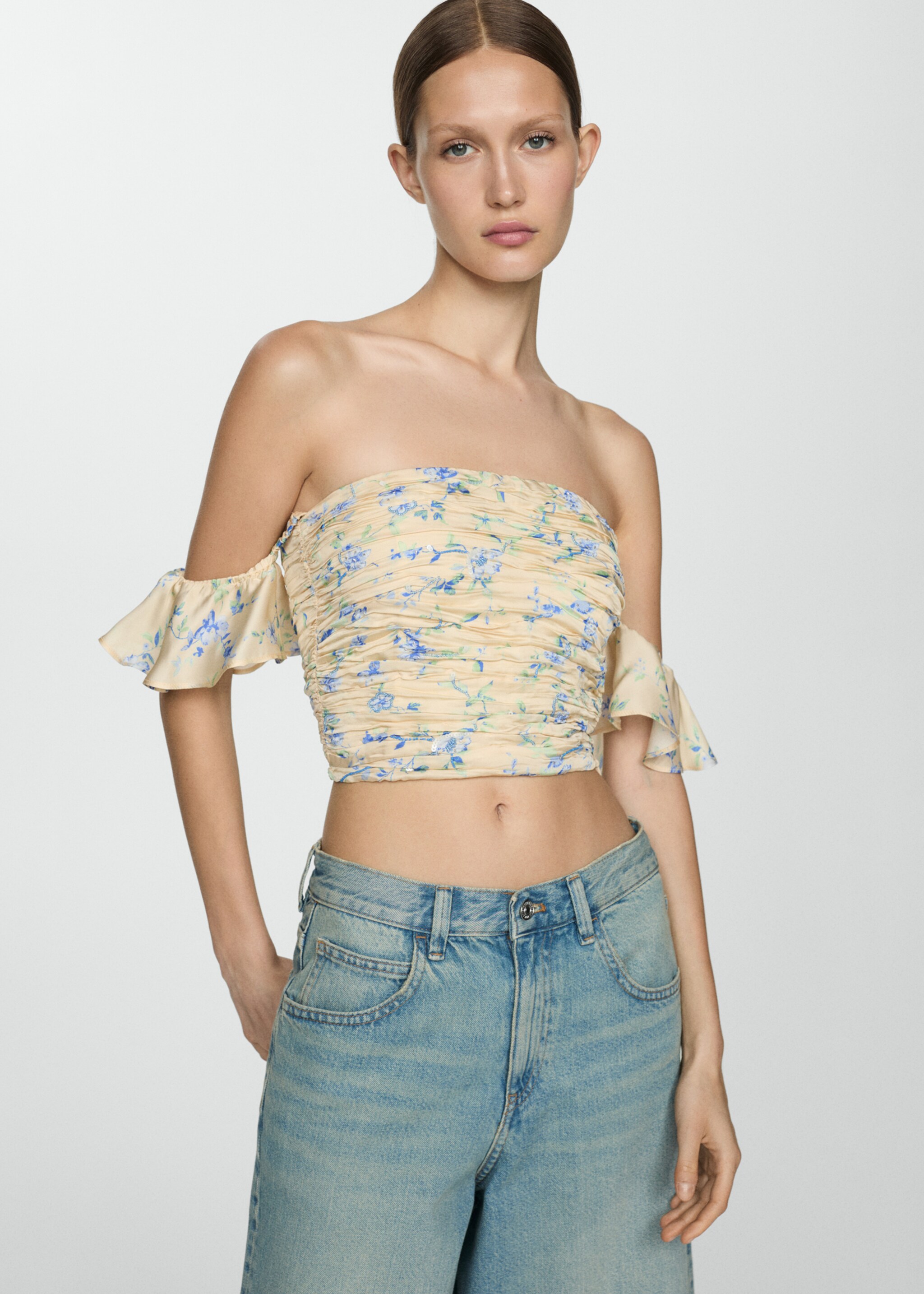 Ruched strapless top - Medium plane