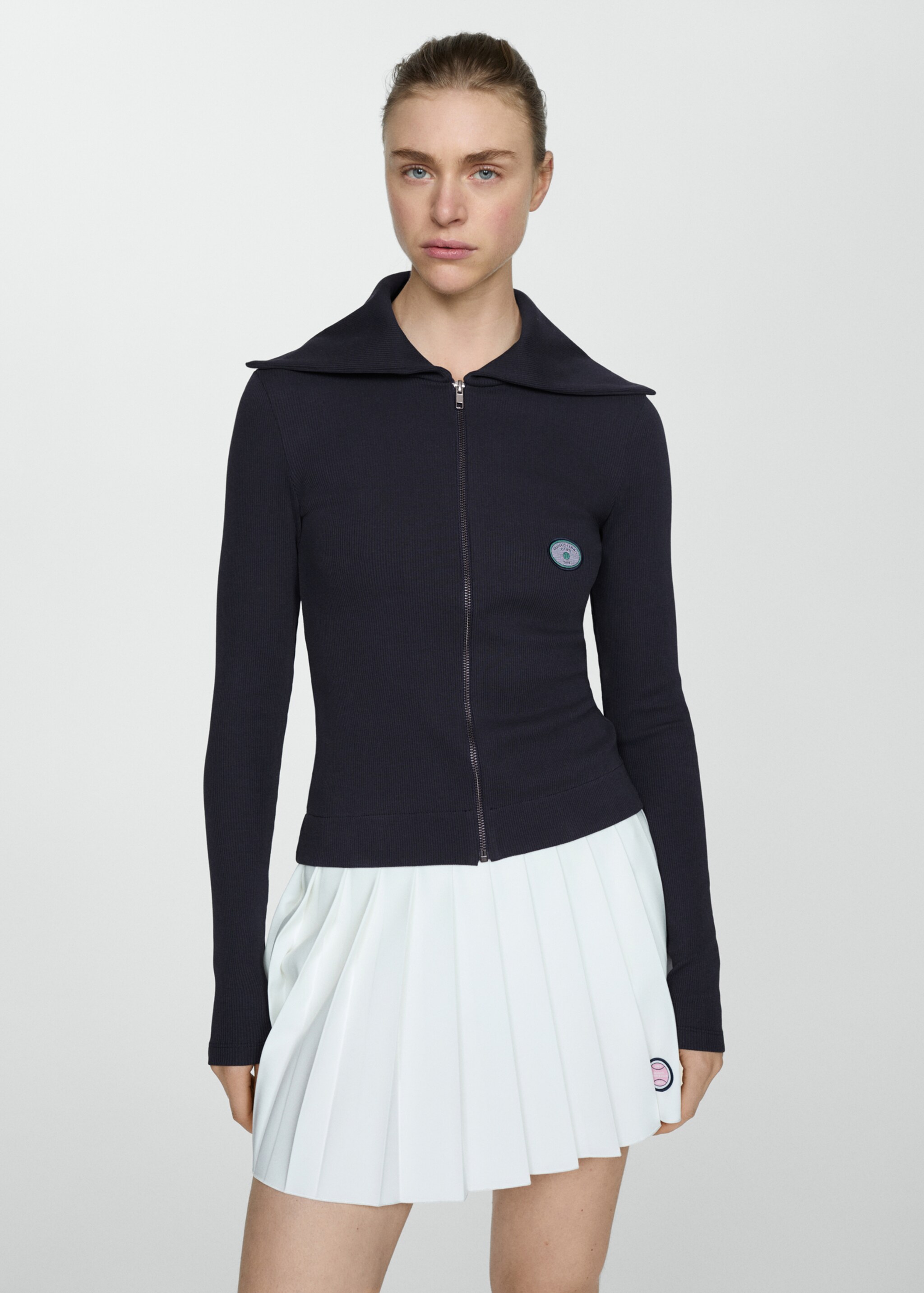 Zip-up cardigan with logo - Medium plane, Dark Navy. Ref: 67047145-00.