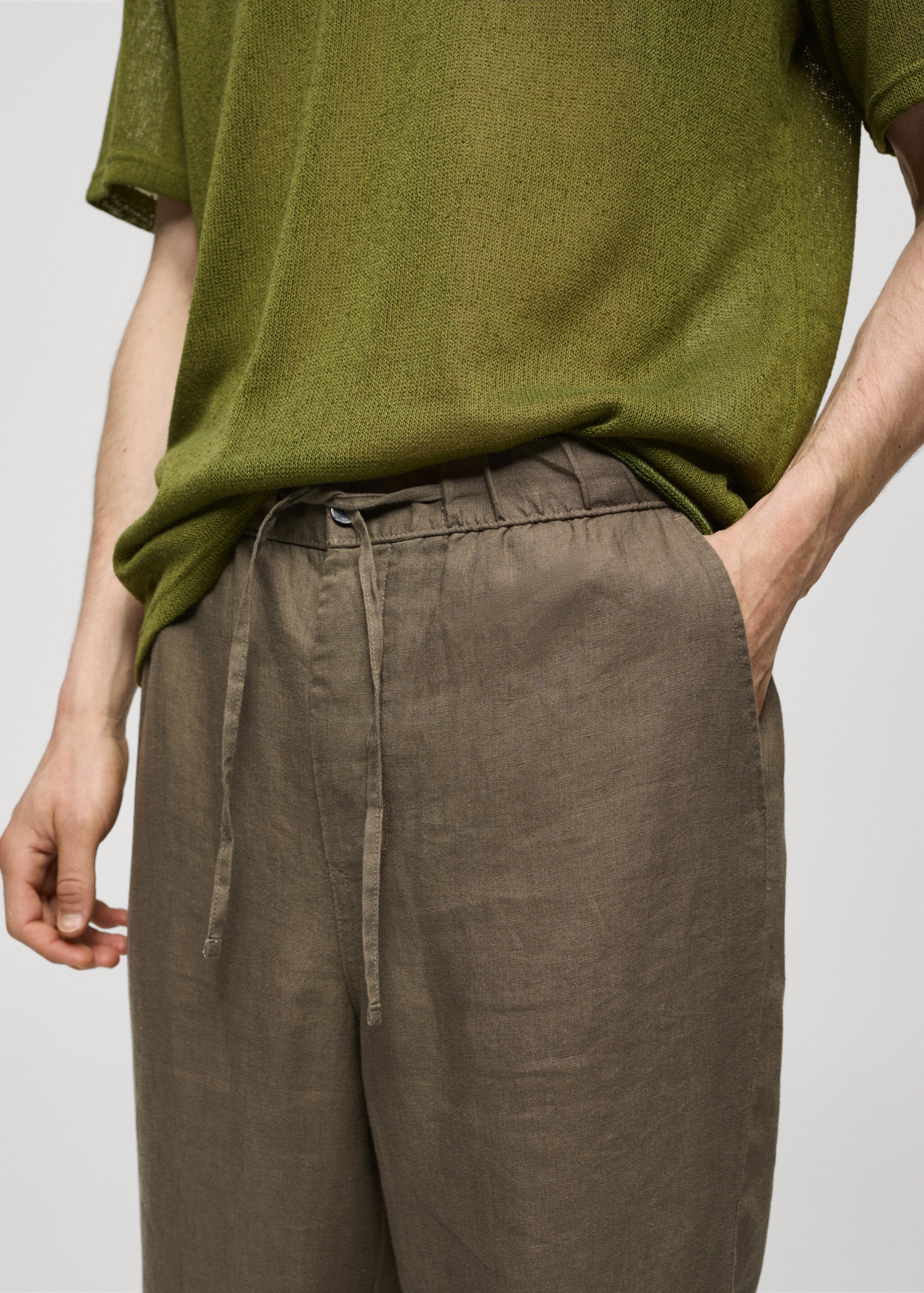 100% linen trousers with drawstring - Details of the article 1
