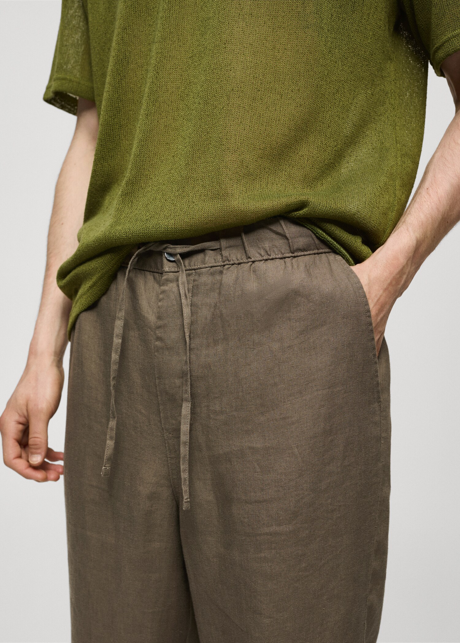 100% linen trousers with drawstring - Details of the article 1