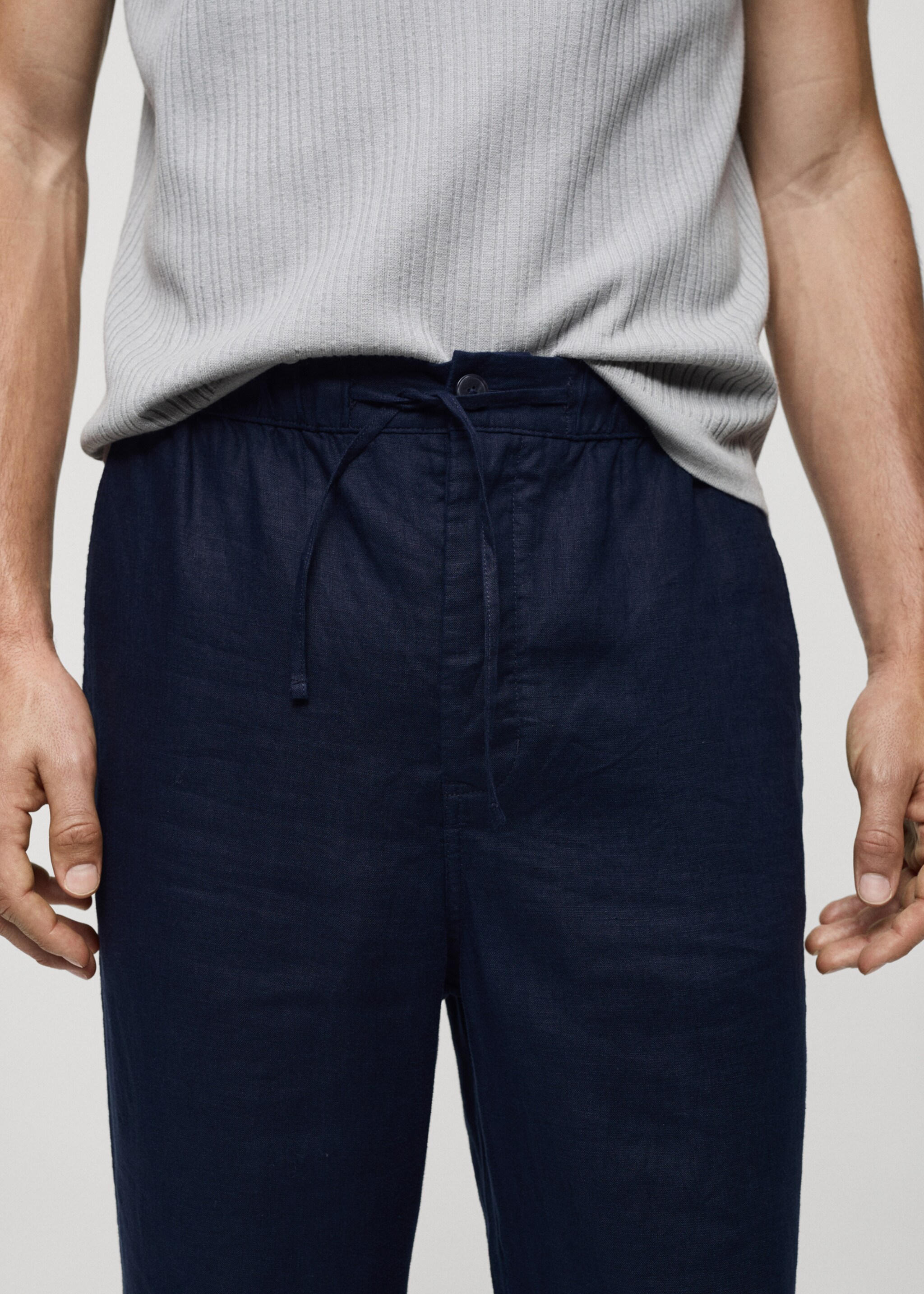100% linen trousers with drawstring - Details of the article 1