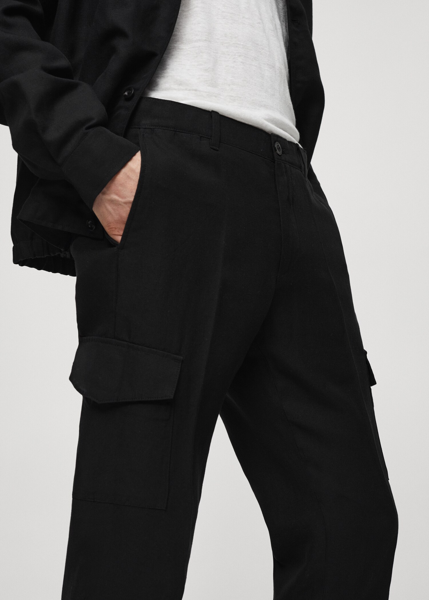 Pantalón cargo mezcla lino - Detalle del artículo 1