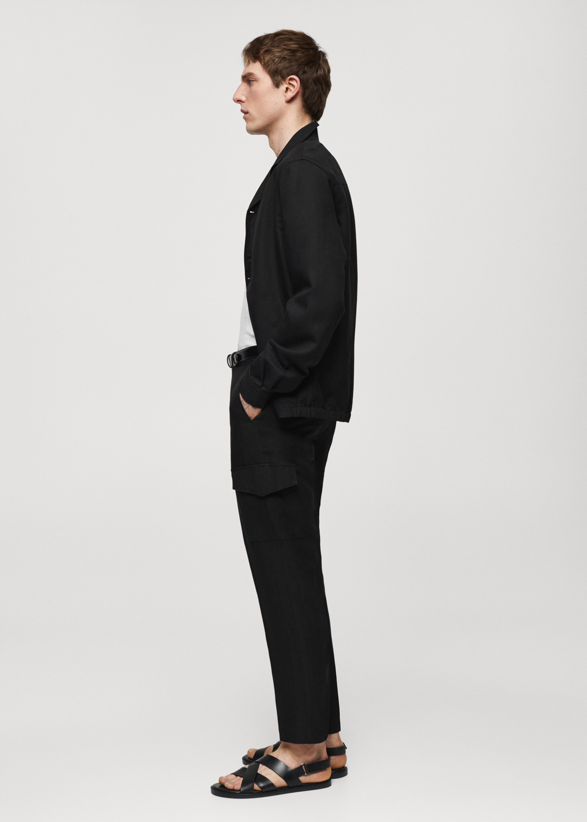 Linen-blend cargo trousers - Details of the article 2