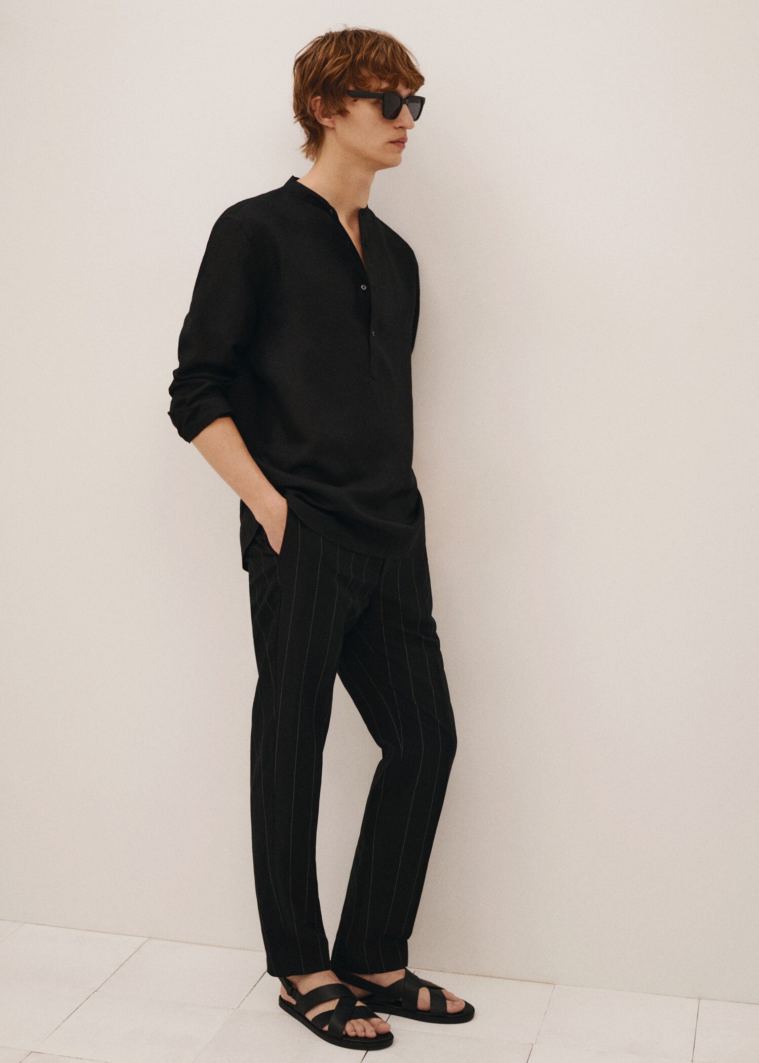 Pantalón slim fit lino rayas diplomáticas - Detalle del artículo 3
