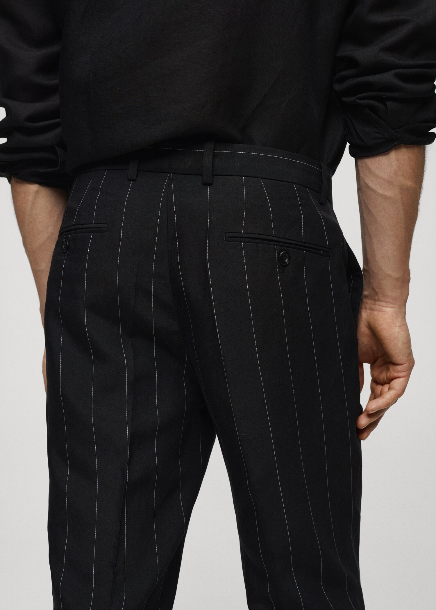 Pantalón slim fit lino rayas diplomáticas - Detalle del artículo 4
