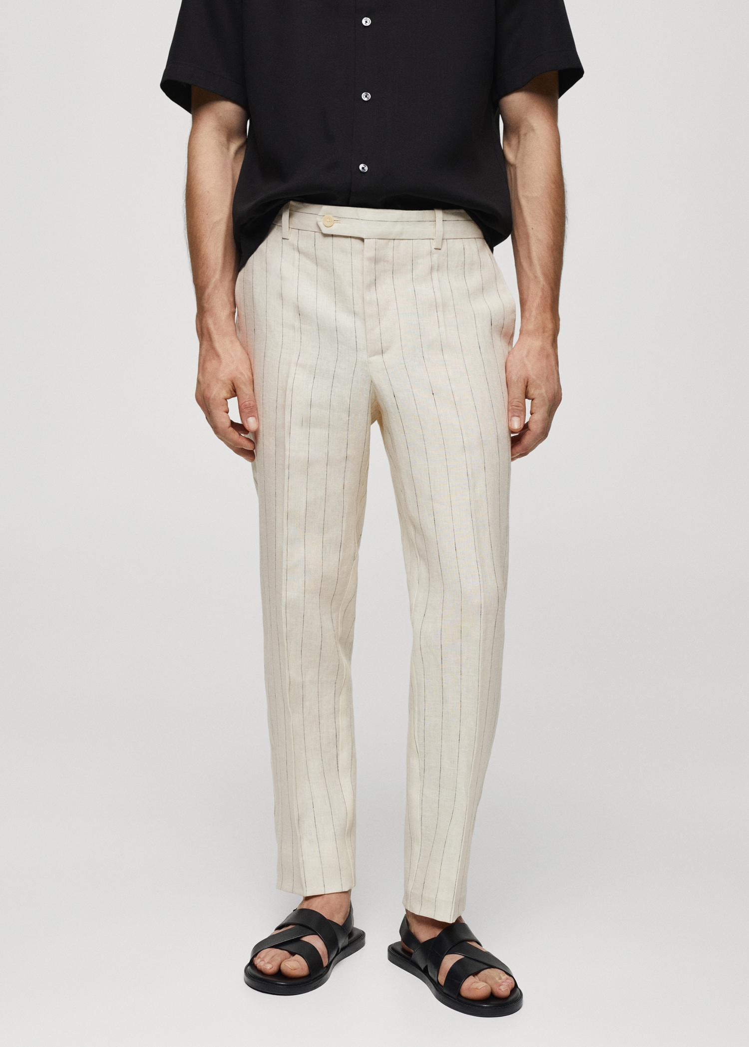 Pantalon slim-fit fines rayures - Main Image