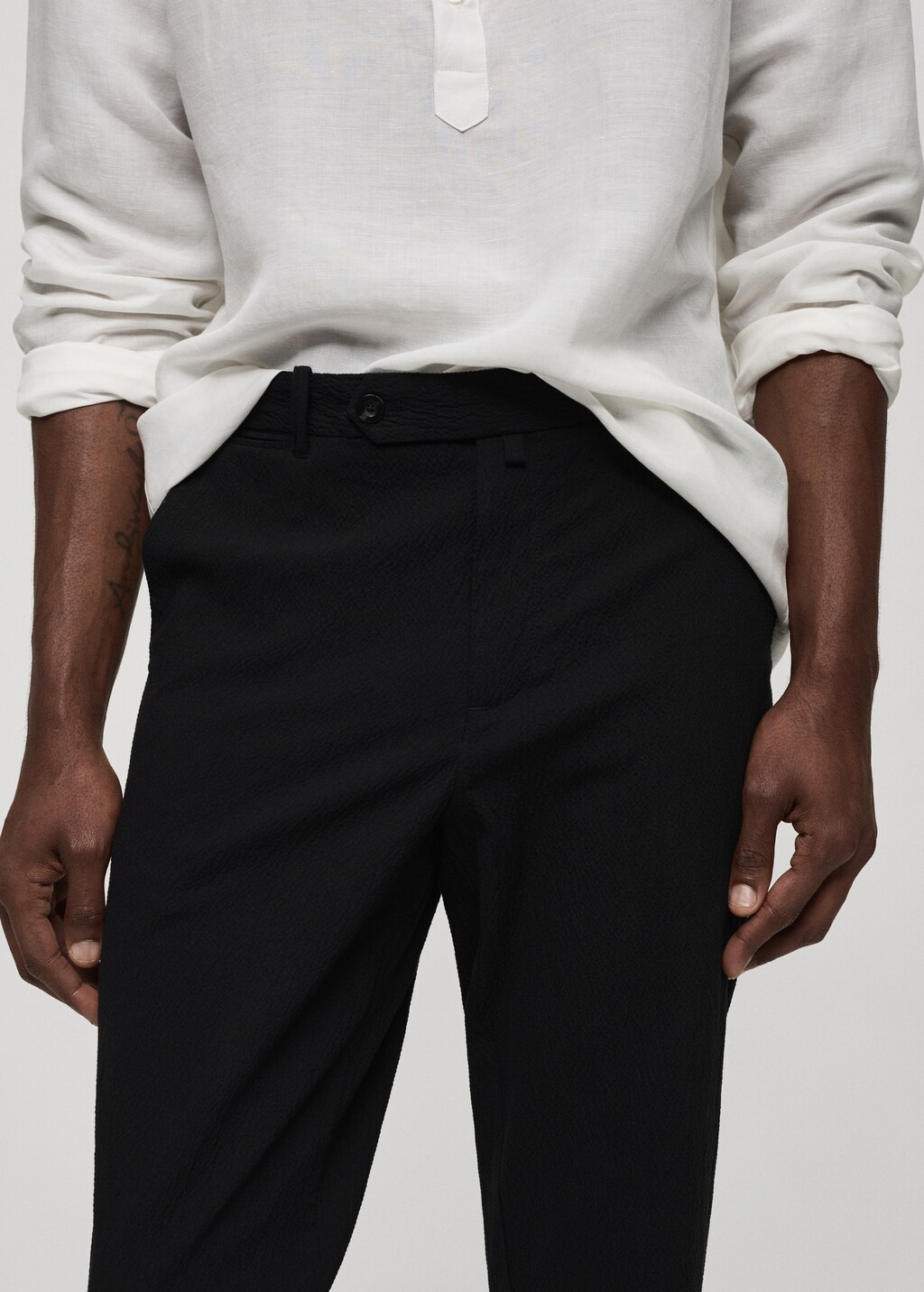 Seersucker cotton pants - Men | MANGO OUTLET USA