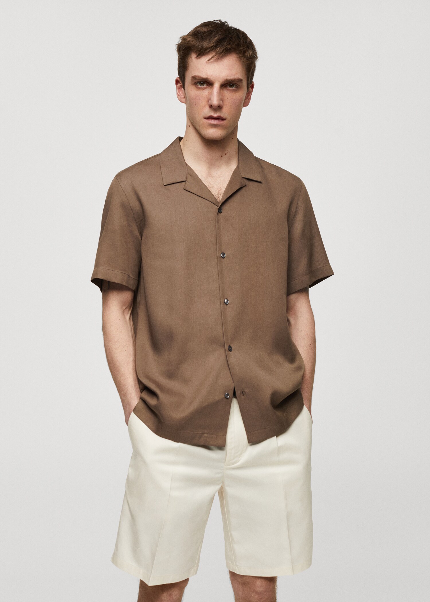 Regular-fit shirt with bowling collar - Medium plane