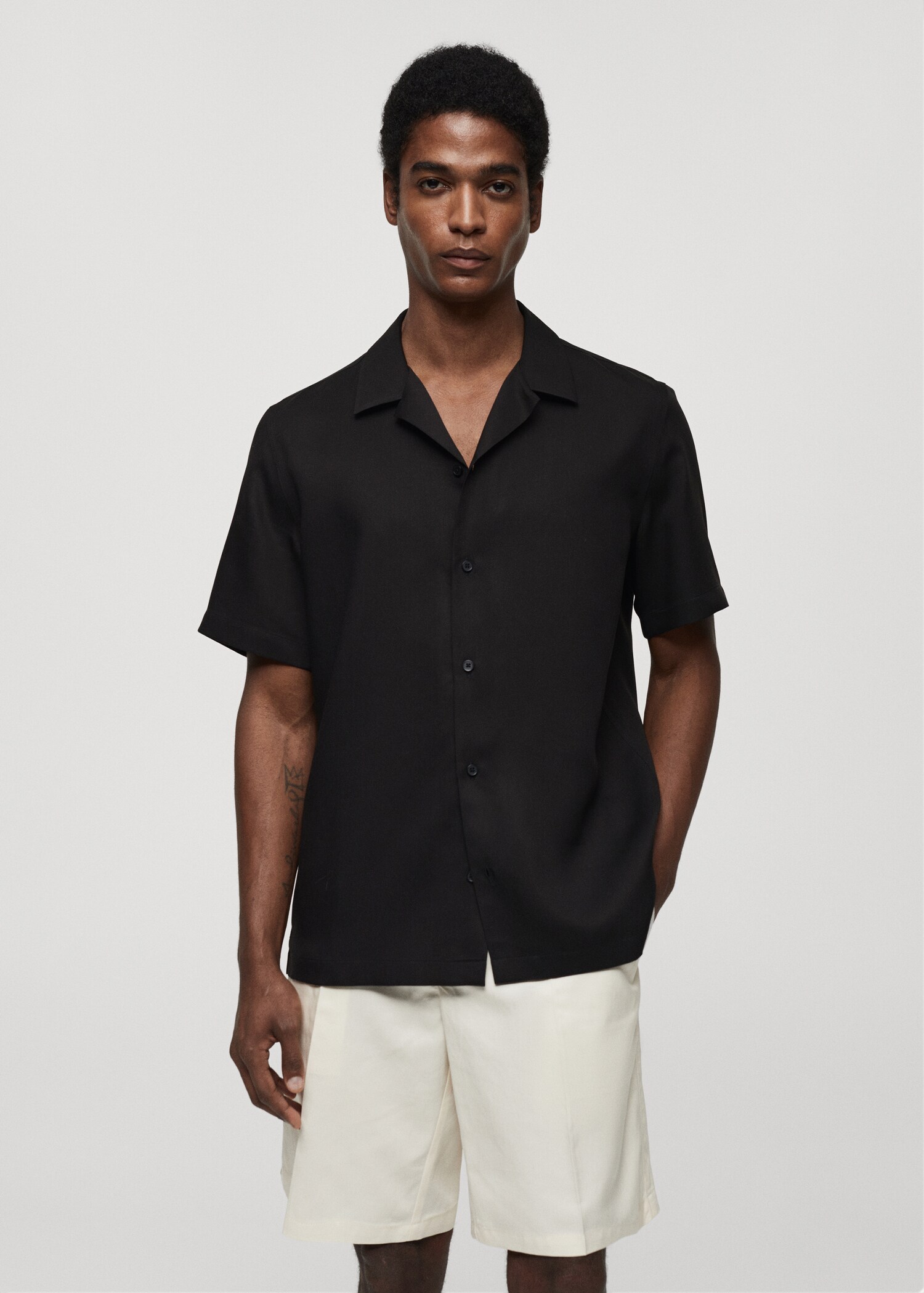 Regular-fit shirt with bowling collar - Medium plane