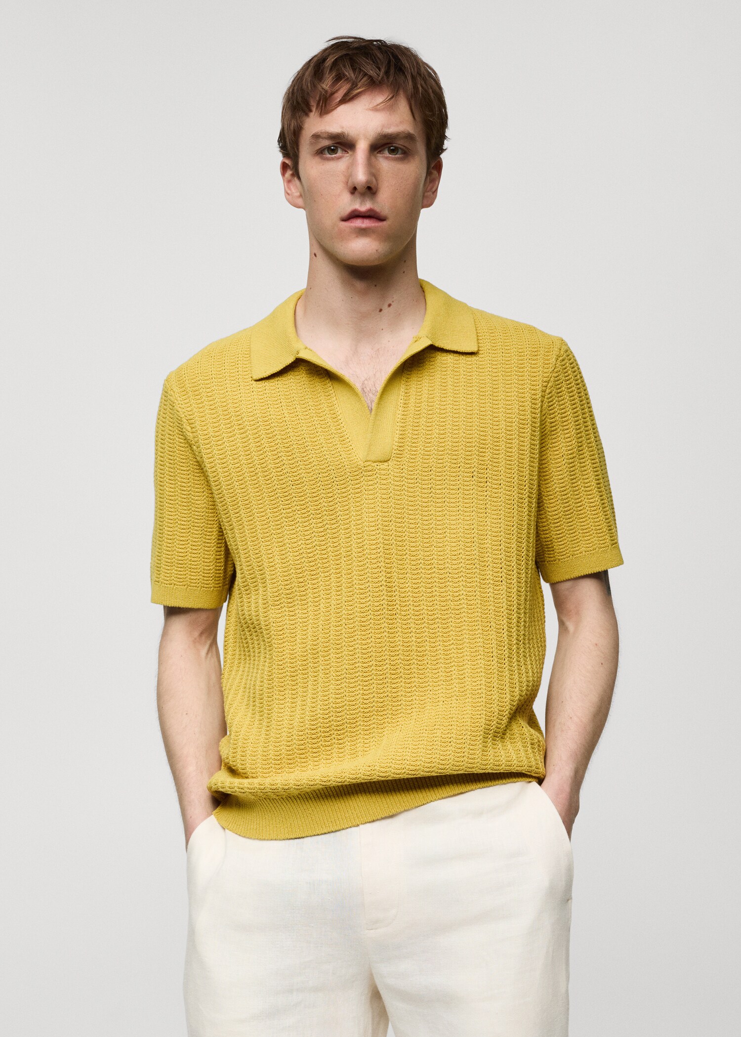 Braided knit polo shirt - Medium plane