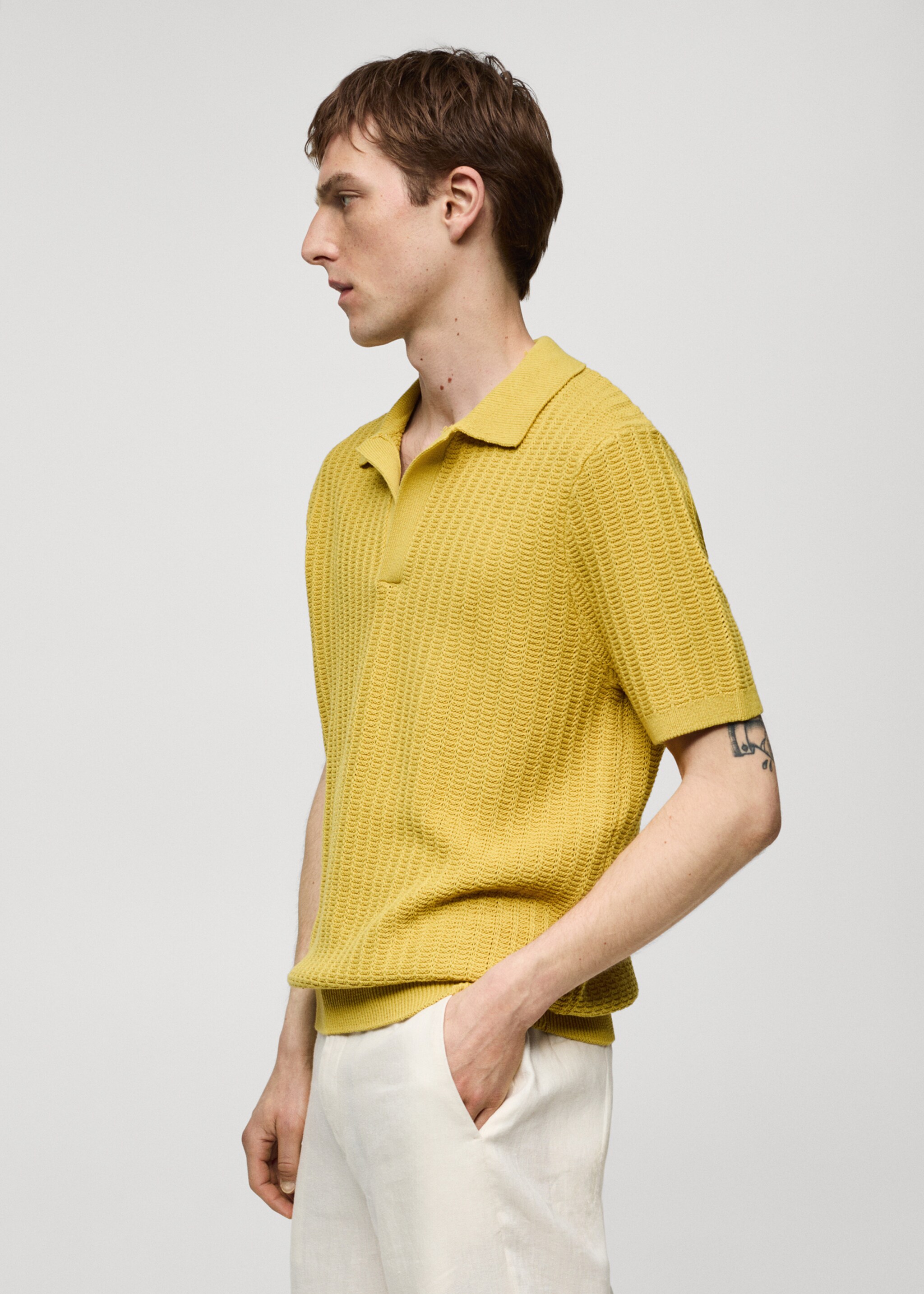 Bluză polo din tricot împletit - Detaliu al articolului 1