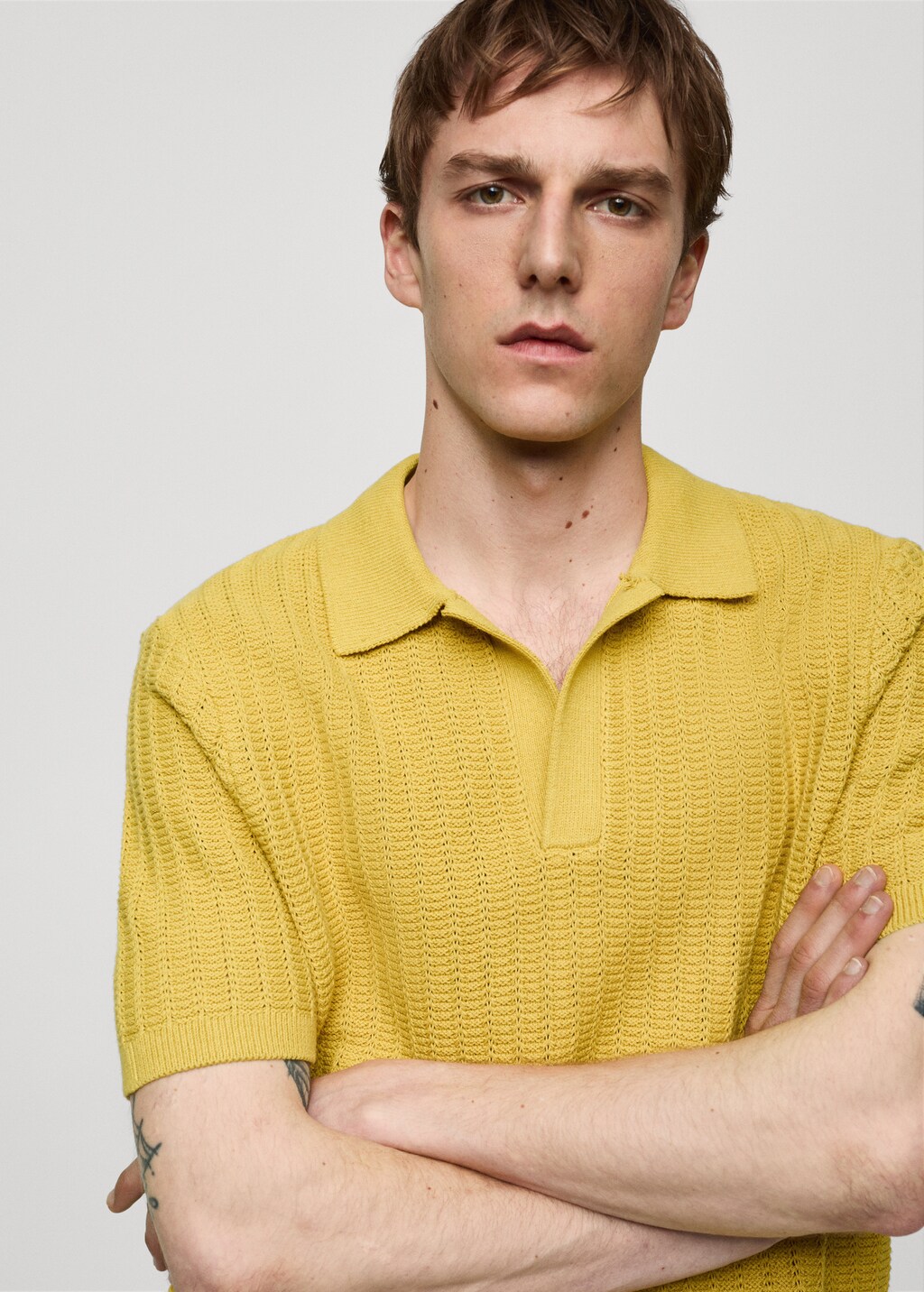 Braided knit polo shirt - Men | MANGO OUTLET USA Braided knit polo shirt - Men | MANGO OUTLET USA