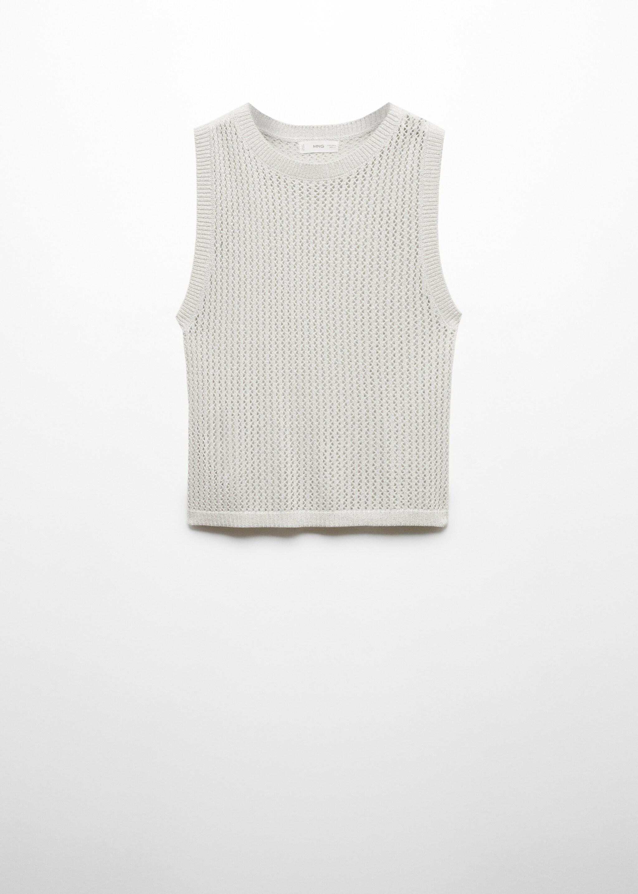 Openwork knitted lurex top - Article without model, Silver. Ref: 67047708-00.