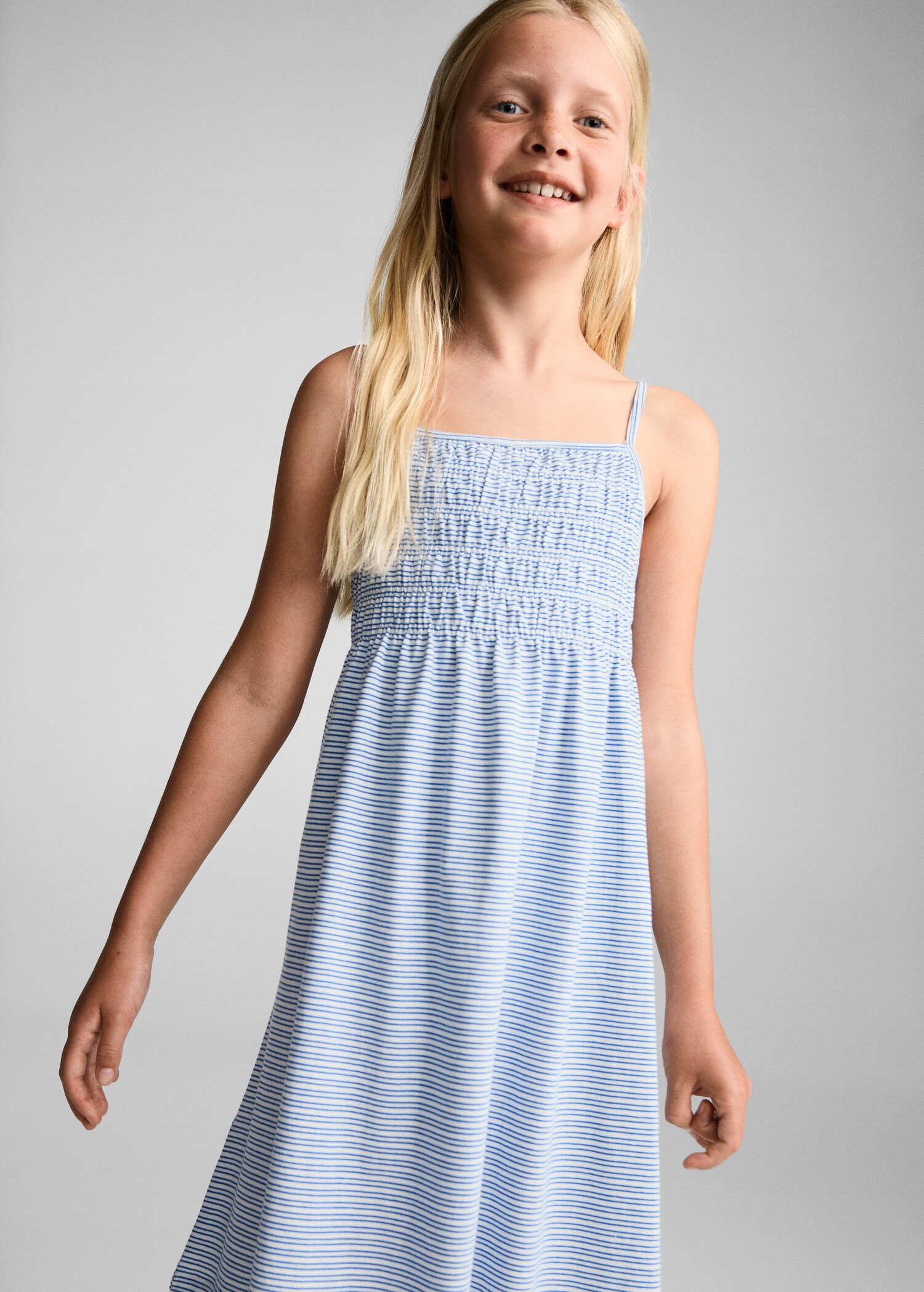 Striped gathered dress - Medium plane