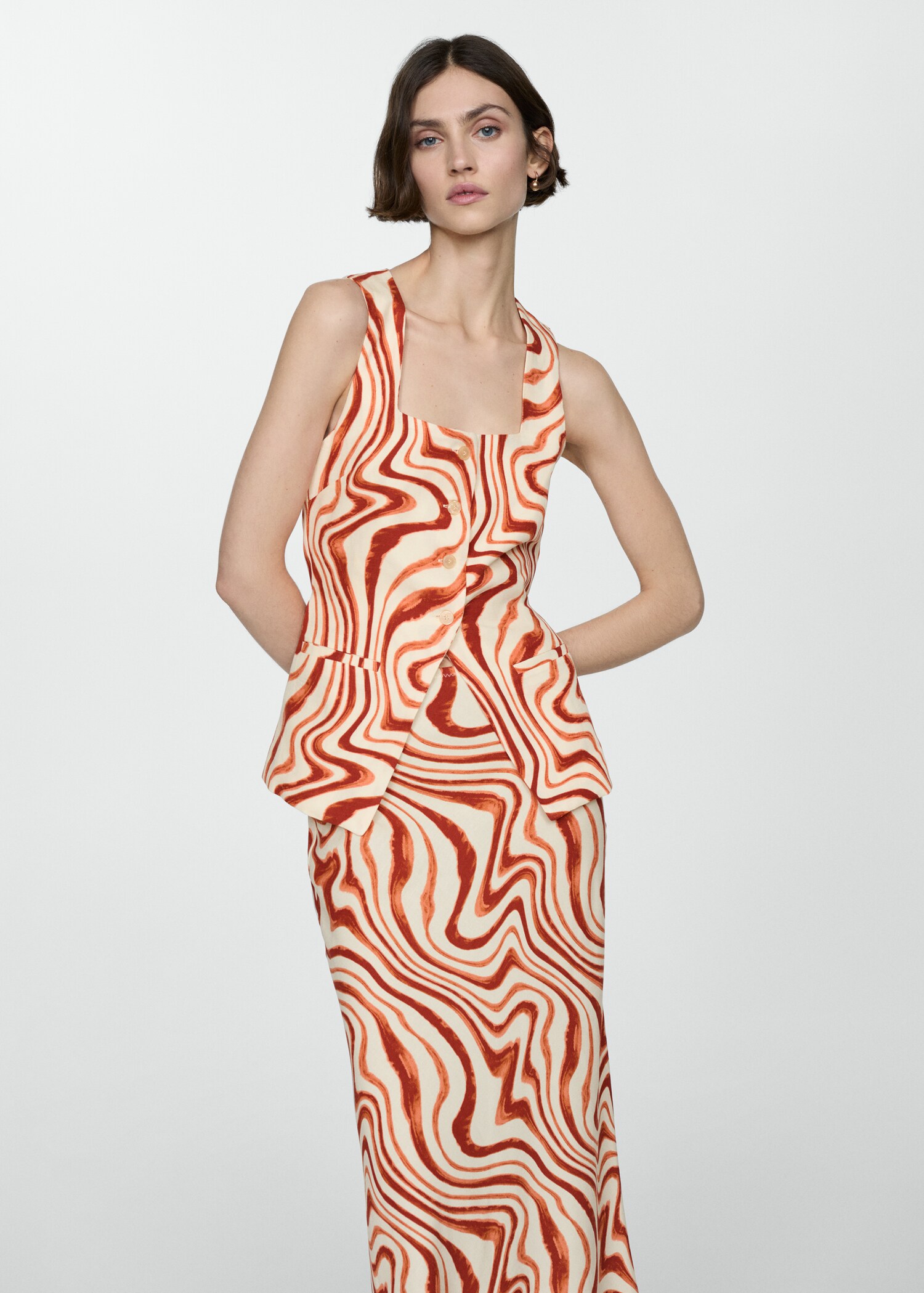 Top met print en strik - Middenvlak