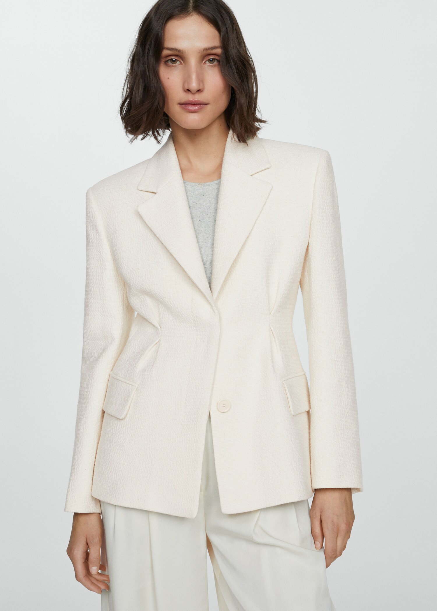 Textured jacket with pleat detail - Medium plane