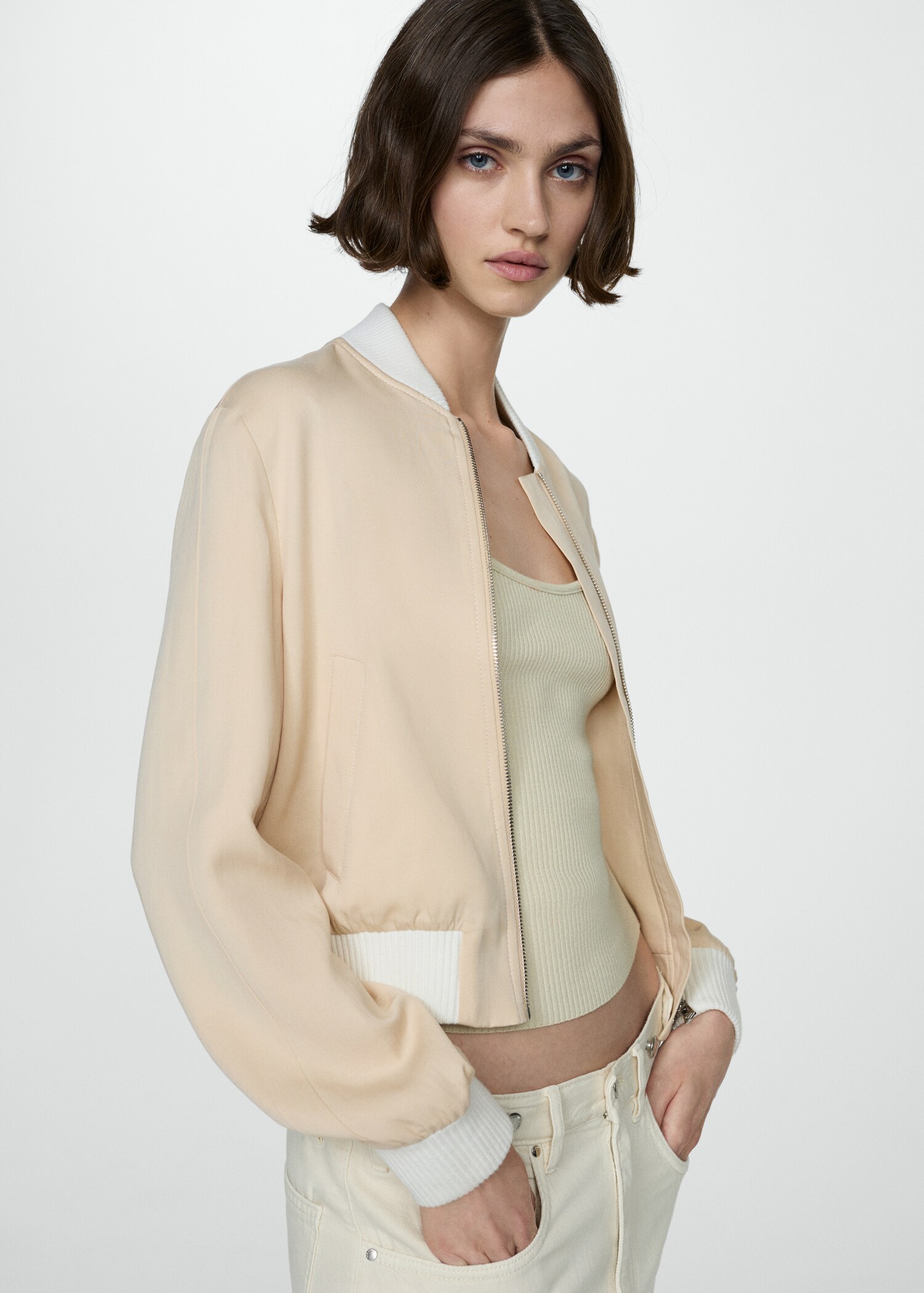 Linen lyocell bomber jacket - Medium plane