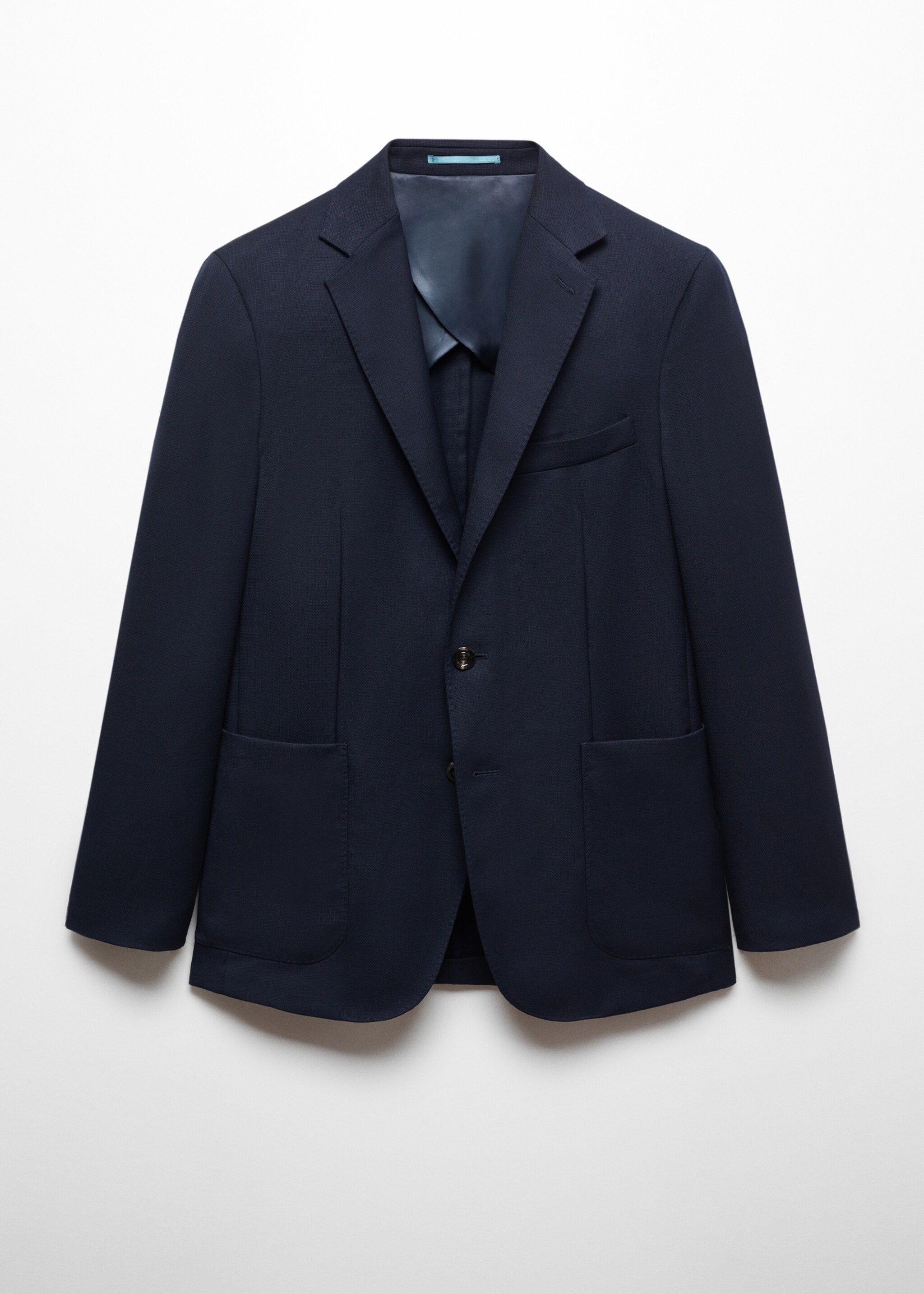 100% Italian virgin wool slim-fit suit jacket - Article without model, Dark Navy. Ref: 67048267-00.