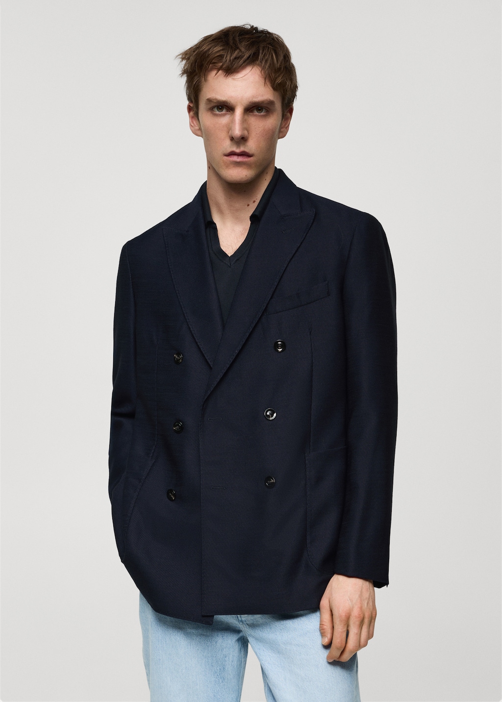 100 virgin wool twill double breasted jacket Men MANGO OUTLET Czech Republic