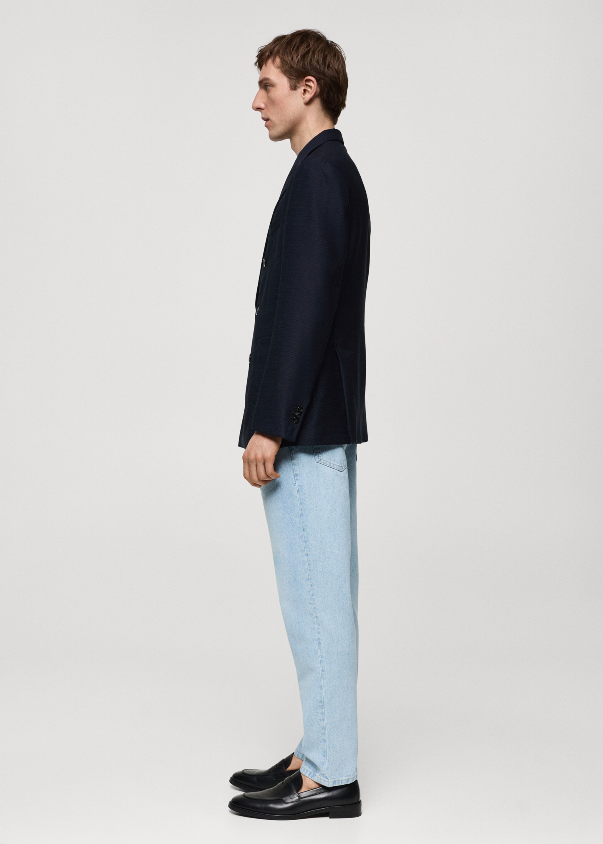 100% virgin wool twill double-breasted jacket - Details of the article 2, Dark Navy. Ref: 67048268-00.
