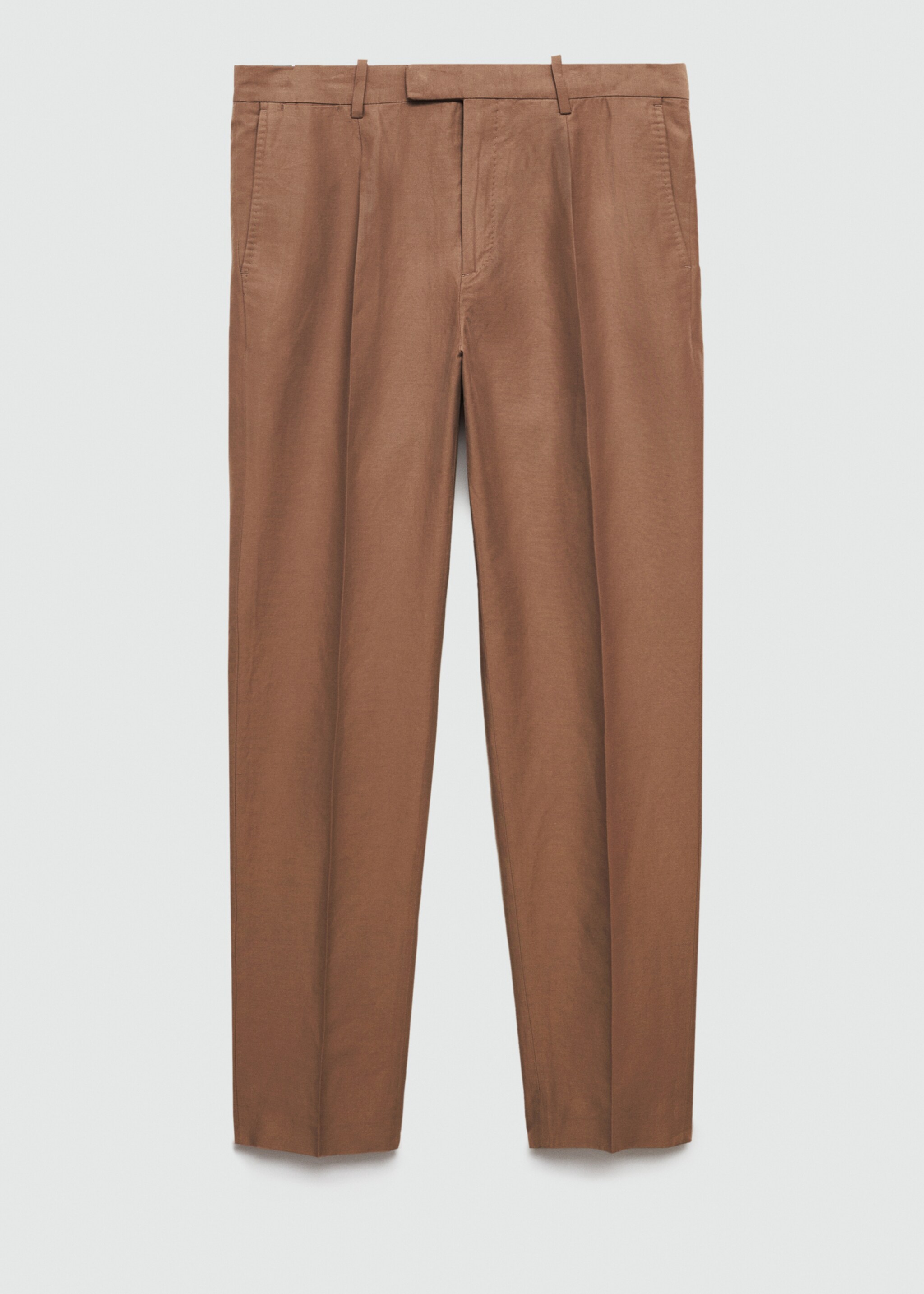 Slim-fit cotton and linen suit trousers - Article without model, Burnt Orange. Ref: 67048269-00.