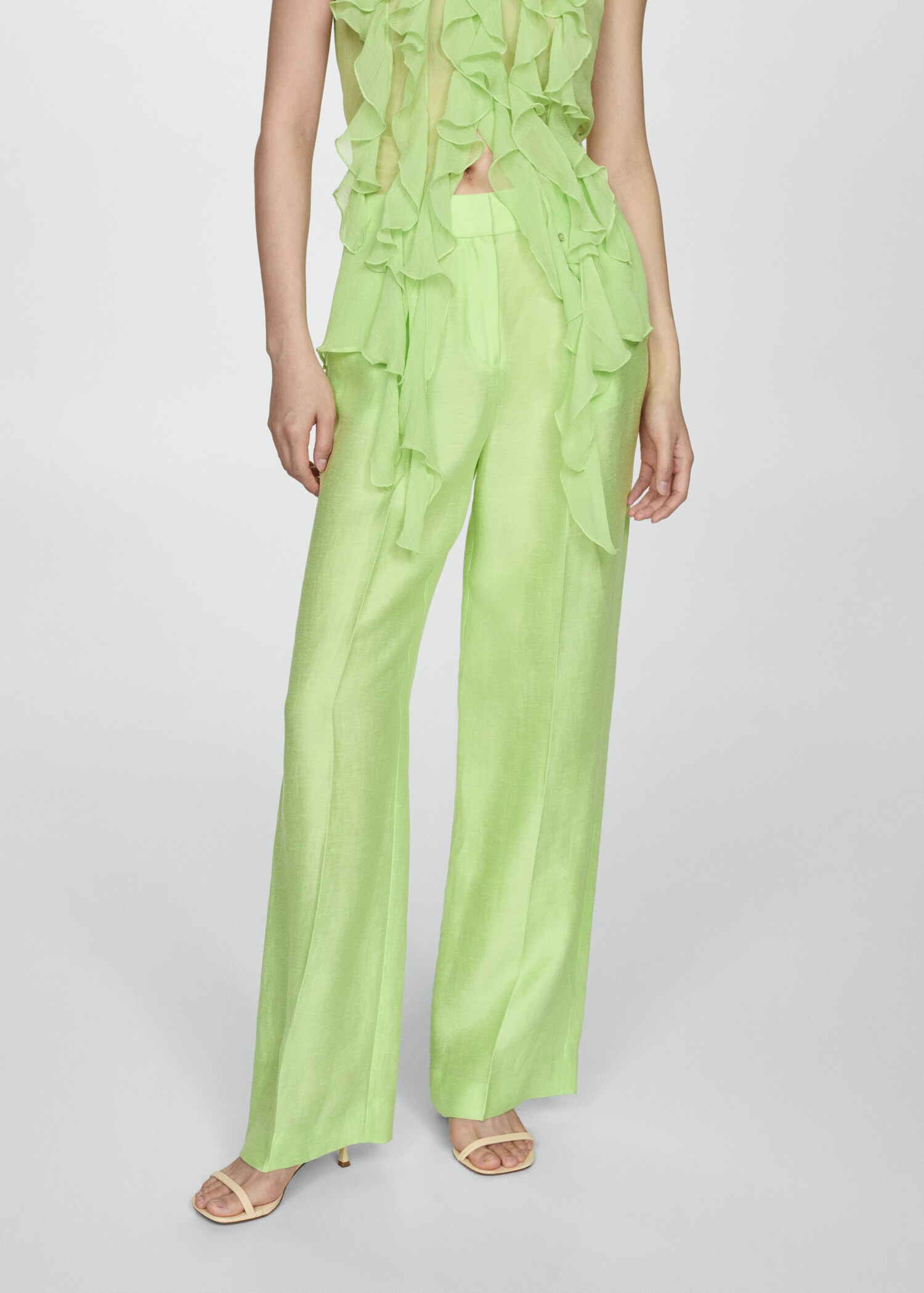 Wideleg linen trousers - Medium plane