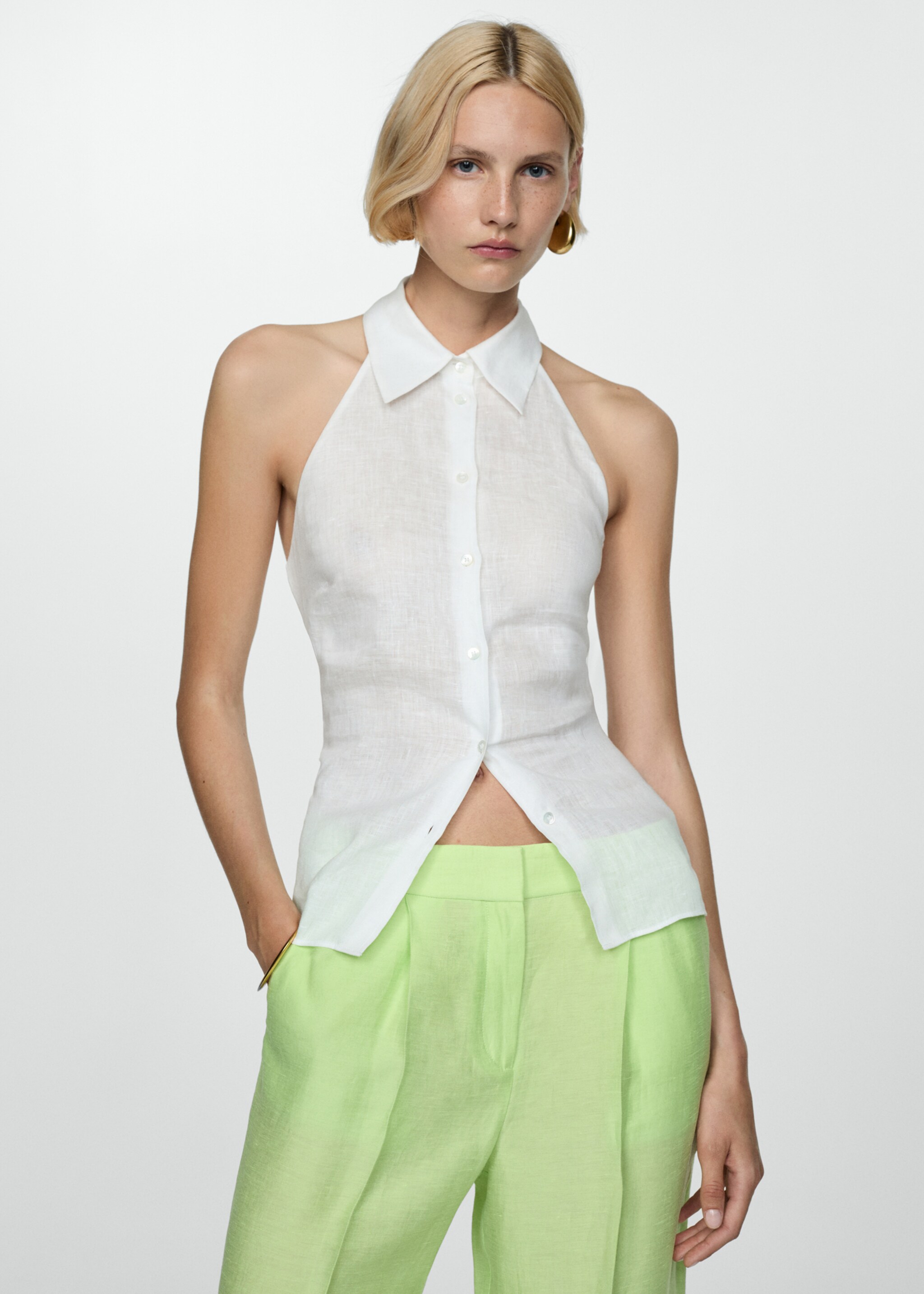 Wideleg linen trousers - Details of the article 2