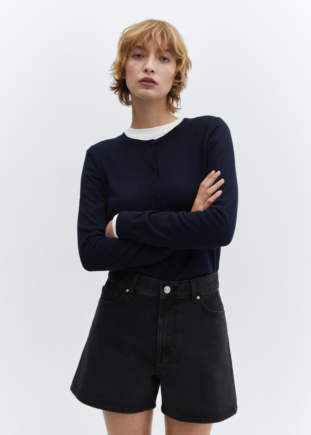 Džínové šortky s vysokým pasem - Žena | MANGO OUTLET Czech Republic