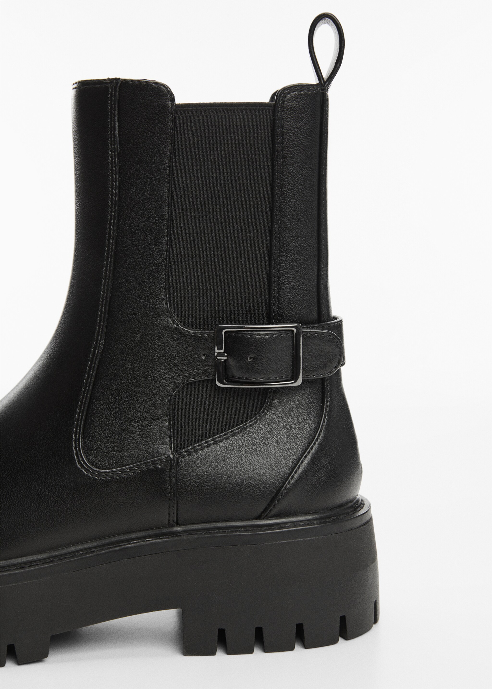 Bottines boucle empiècement élastique - Détail de l'article 2, Noir. Ref: 67050257-00.