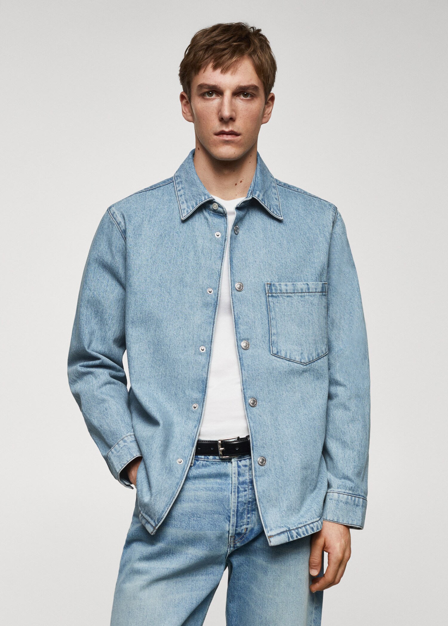 Pocket denim overshirt - Medium plane