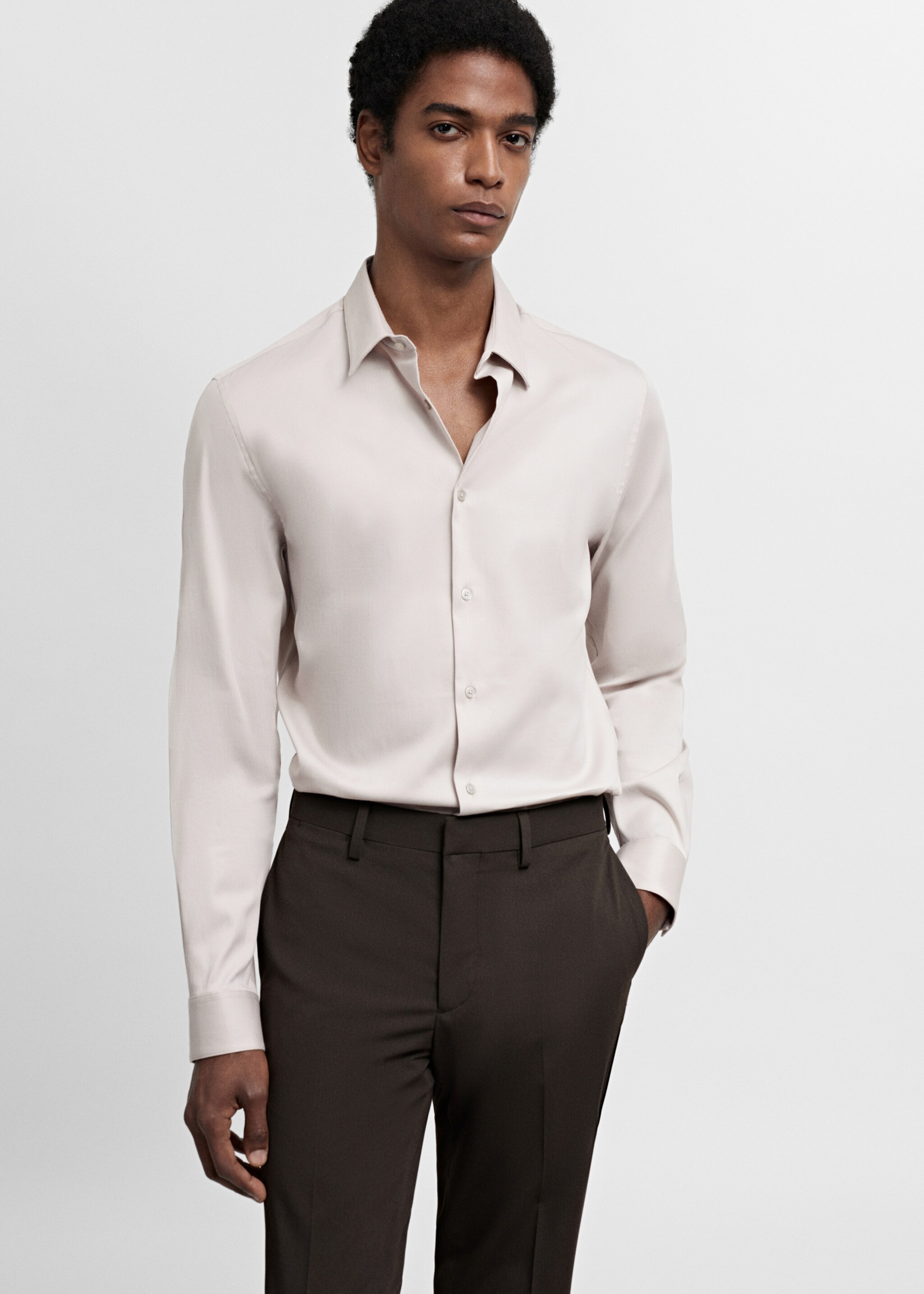 Πουκάμισο κοστουμιού super slim fit ποπλίνα - Μεσαίο πλάνο