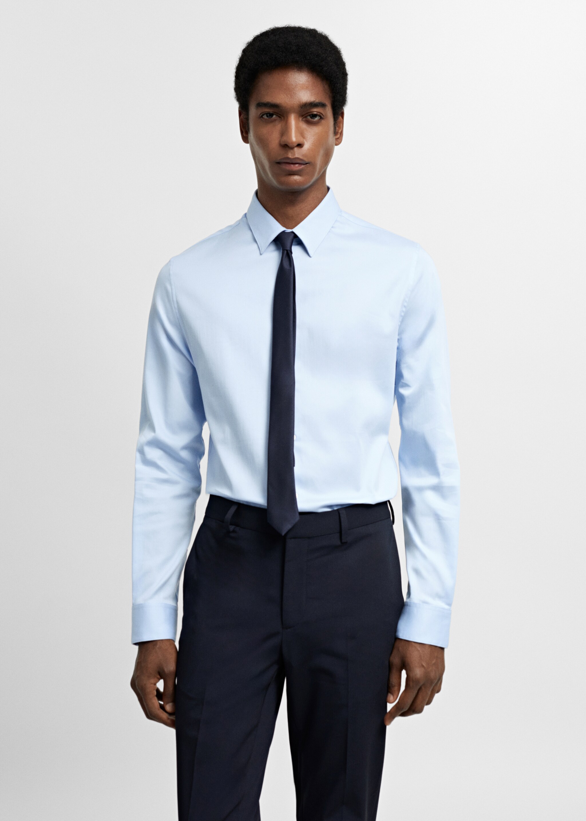 Super slim-fit poplin suit shirt - Medium plane