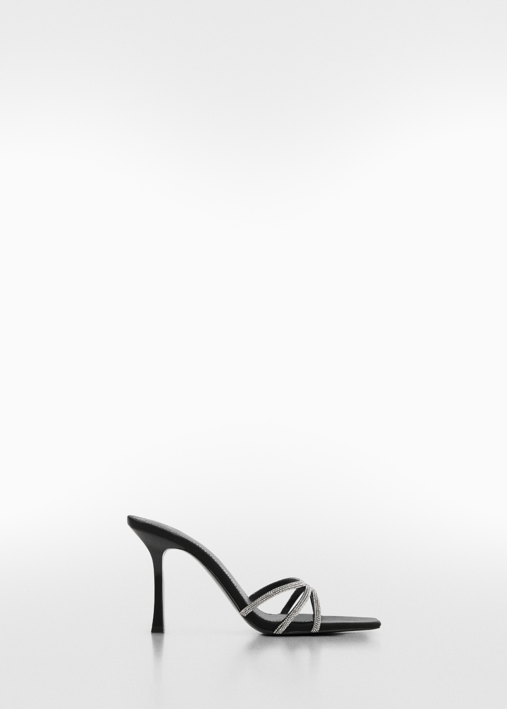 Heeled sandals with rhinestone straps - Article without model, Black. Ref: 67050280-00.