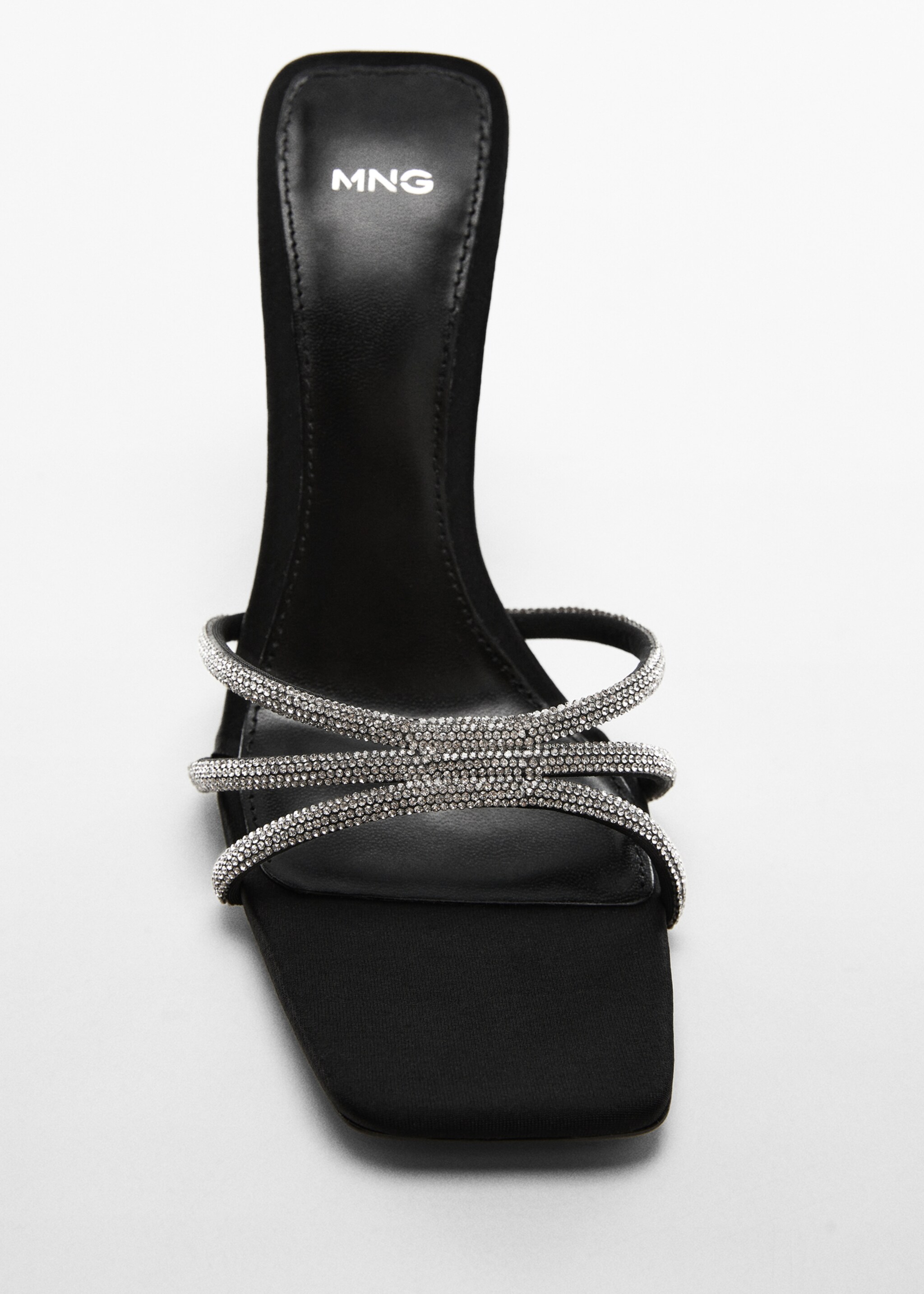 Heeled sandals with rhinestone straps - Details of the article 5, Black. Ref: 67050280-00.