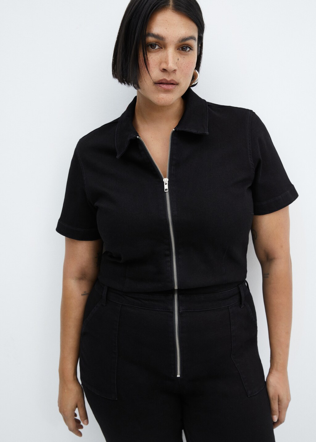 Denim zipper jumpsuit - Women | MANGO OUTLET USA