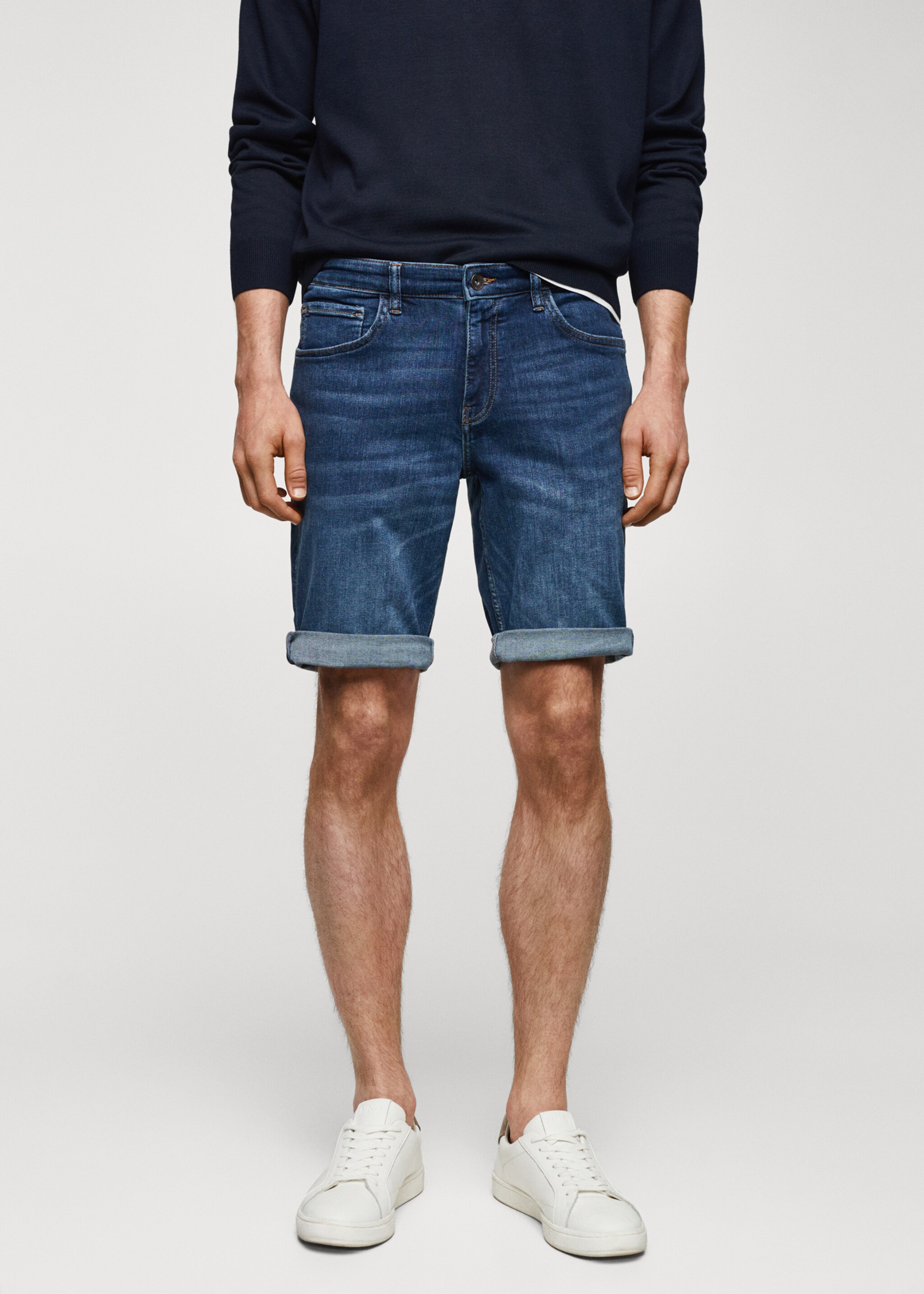 Slim-fit denim bermuda shorts - Medium plane