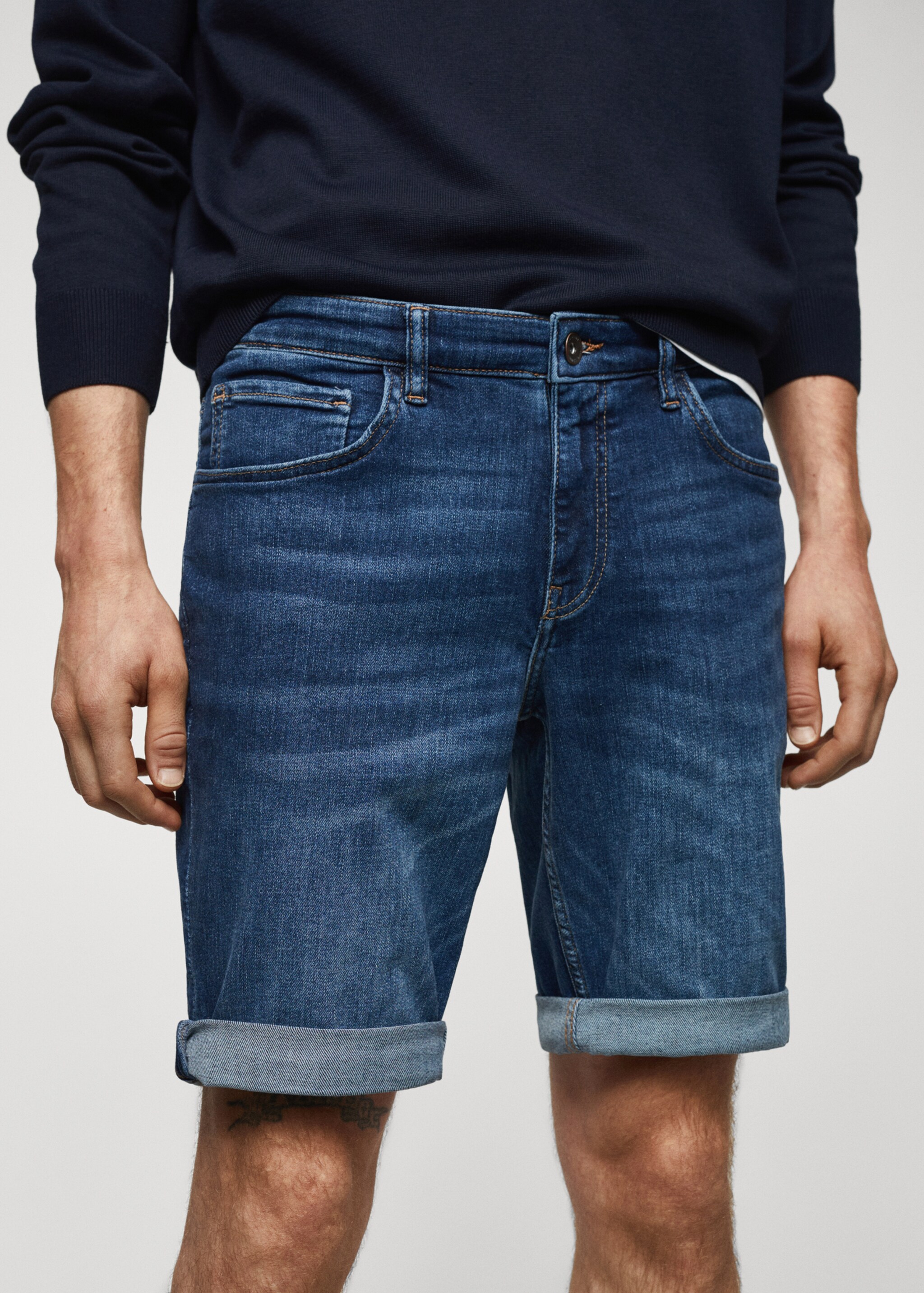 Slim-fit denim bermuda shorts - Details of the article 1